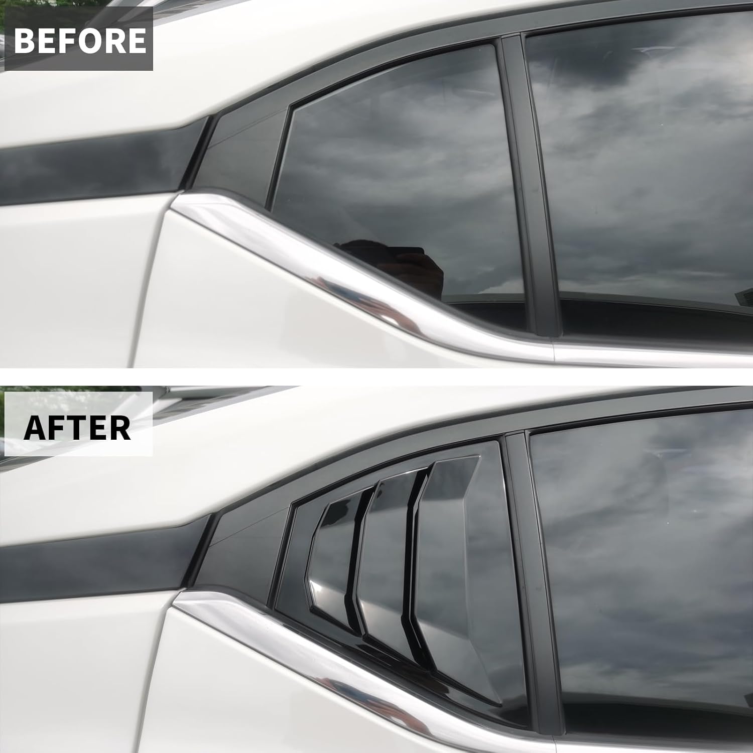 for Nissan Sentra Sylphy 2020-2025 Rear Side Window Louvers,Sport Style Triangular Window Glass Blinds Air Vent Scoop Shades Cover Trim Blinds Auto Exterior ABS Decorate Accessories (Piano Black)