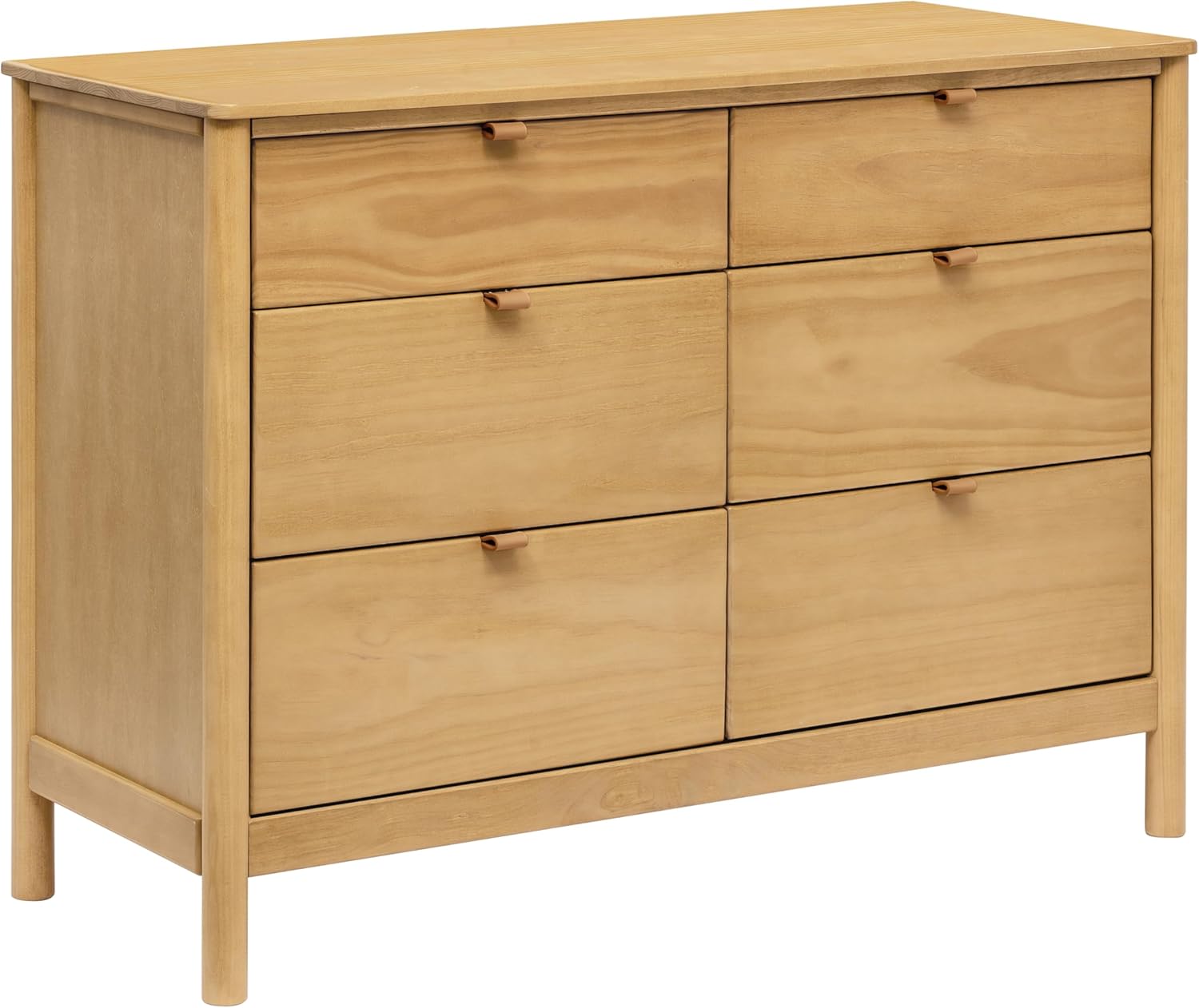 Babyletto Bondi 6-Drawer Assembled Dresser in Honey with Vegan Leather Drawer Pulls, Greenguard Gold Certified