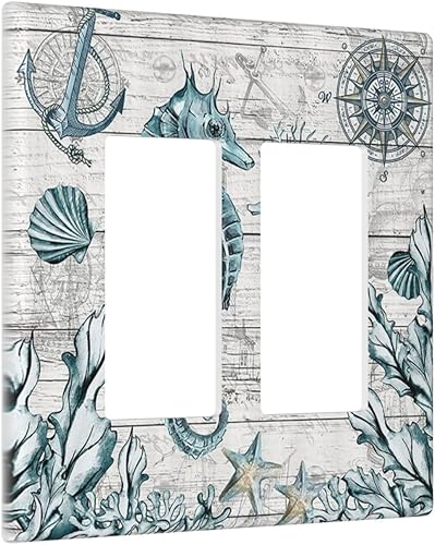 Miniatura 10 de Divertidos cubiertas de interruptor de luz de tiburón azul océano natación mujer de 1 cuadrilla, placa de pared de palanca única, placa decorativa