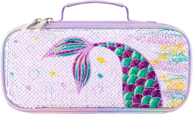 WERNNSAI Mermaid Sequins Pencil Case - Reversible Glitter Mermaid Pencil Bag for Girls Kids Elementary Preschool Kindergarten Pencil Pouch School Supplies Birthday Christmas Gift