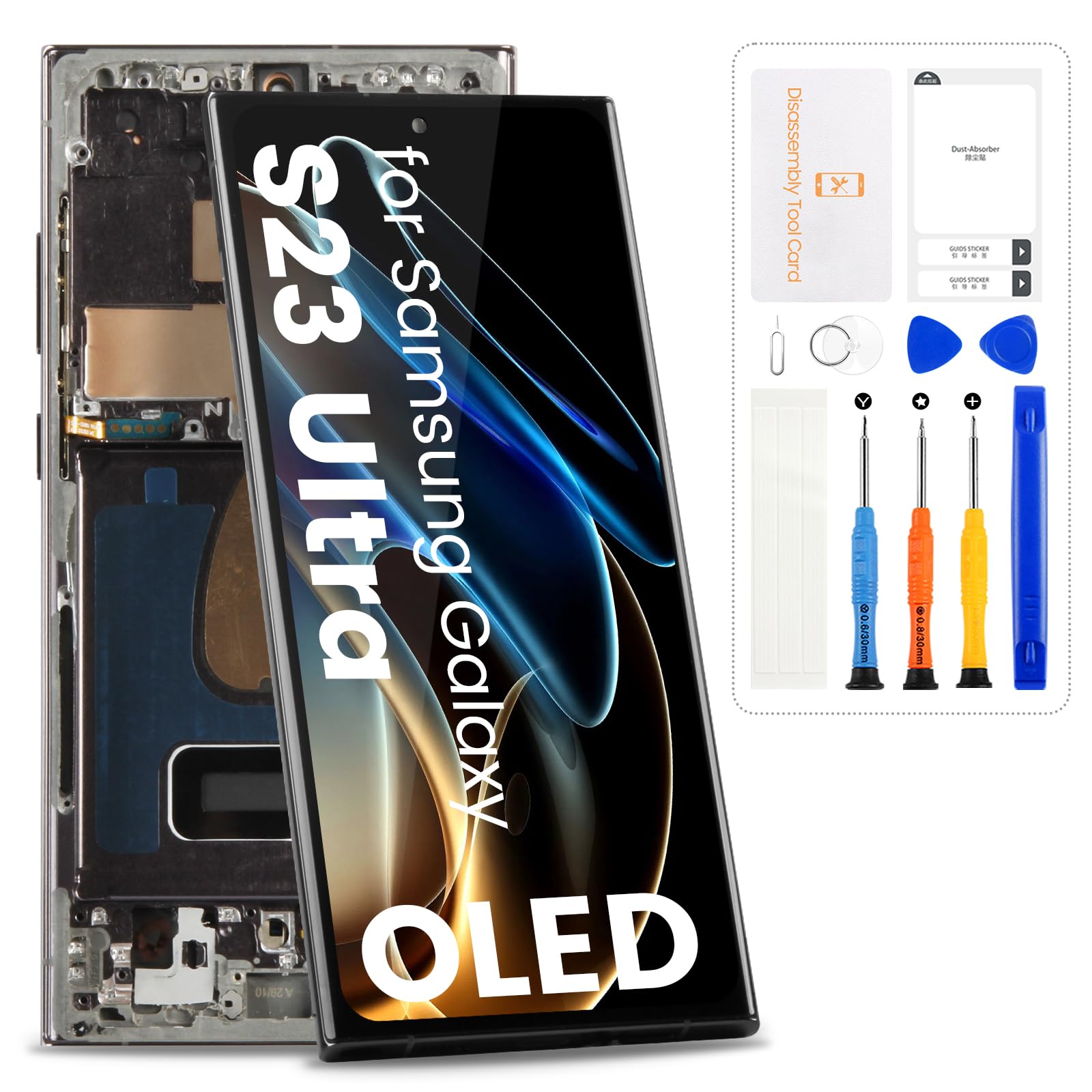 Photo 1 of OLED for Samsung Galaxy S23 Ultra Screen Replacement for Galaxy S23 Ultra 5G LCD Display S918B S918U Digitizer Touch Screen Assembly with Frame,Black(US Version)