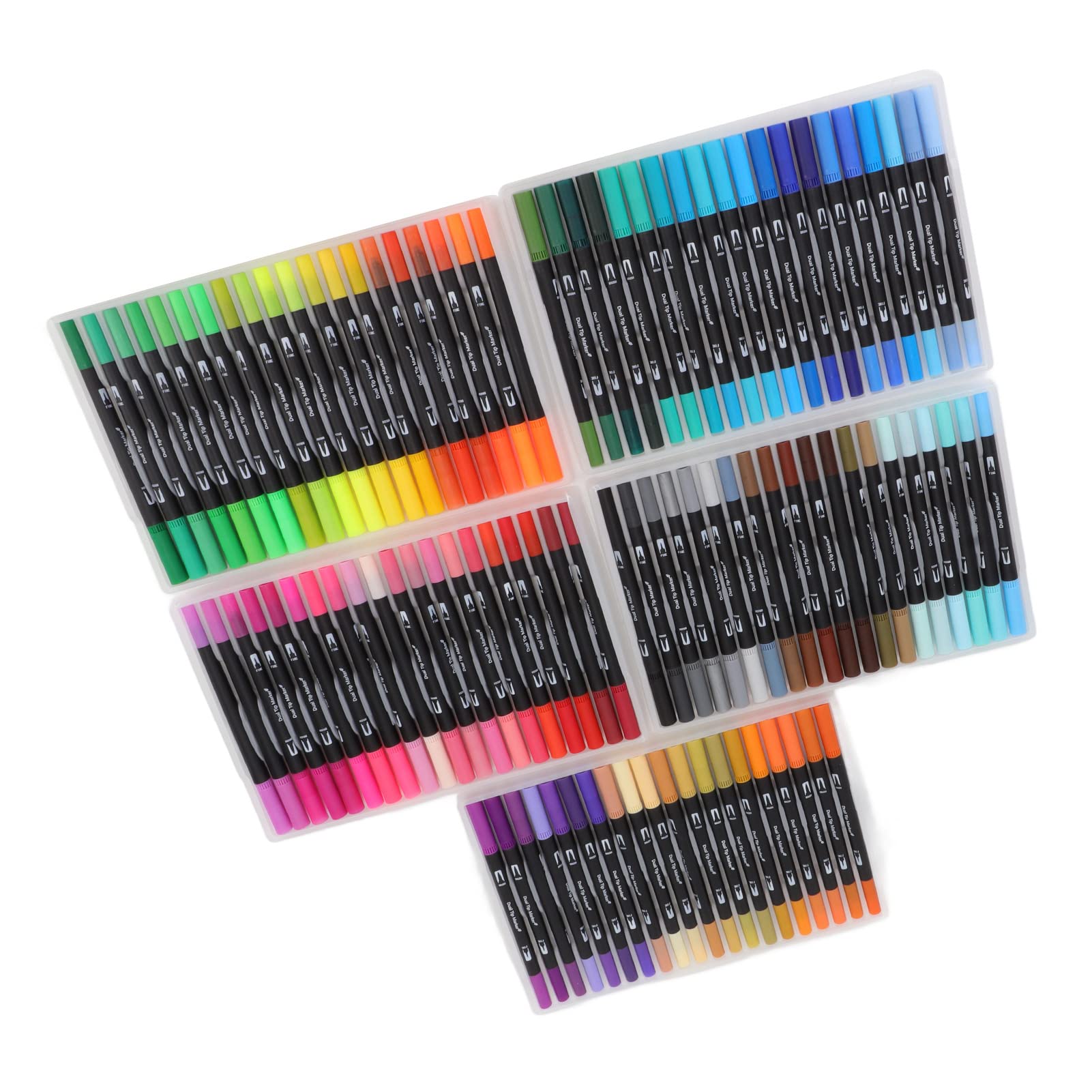 Set di pennarelli a doppia punta, 100 colori di pennarelli da colorare lavabili con punta a pennello e punta fine, pennarelli artistici solubili in acqua per studenti, artisti,