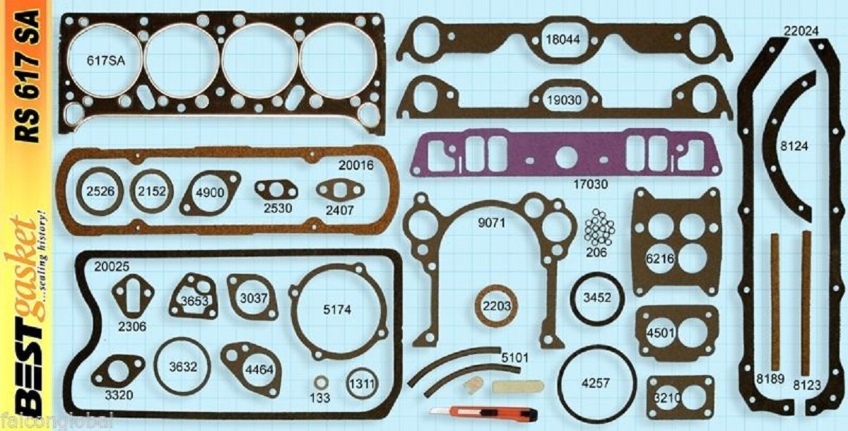 Stock Replacement Full Engine Gasket Set Kit Compatible with 1958-60 Pontiac 370 389