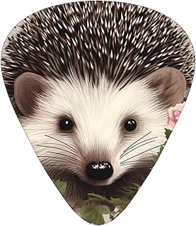 Hedgehog in Floral Wreath Guitar Picks 12 Pack Bass Picks with Organizer Box Guitar Plectrum Includes Thin Medium Heavy Guitar Picks Ukulele Picks for Bass Acoustic Electric Guitars