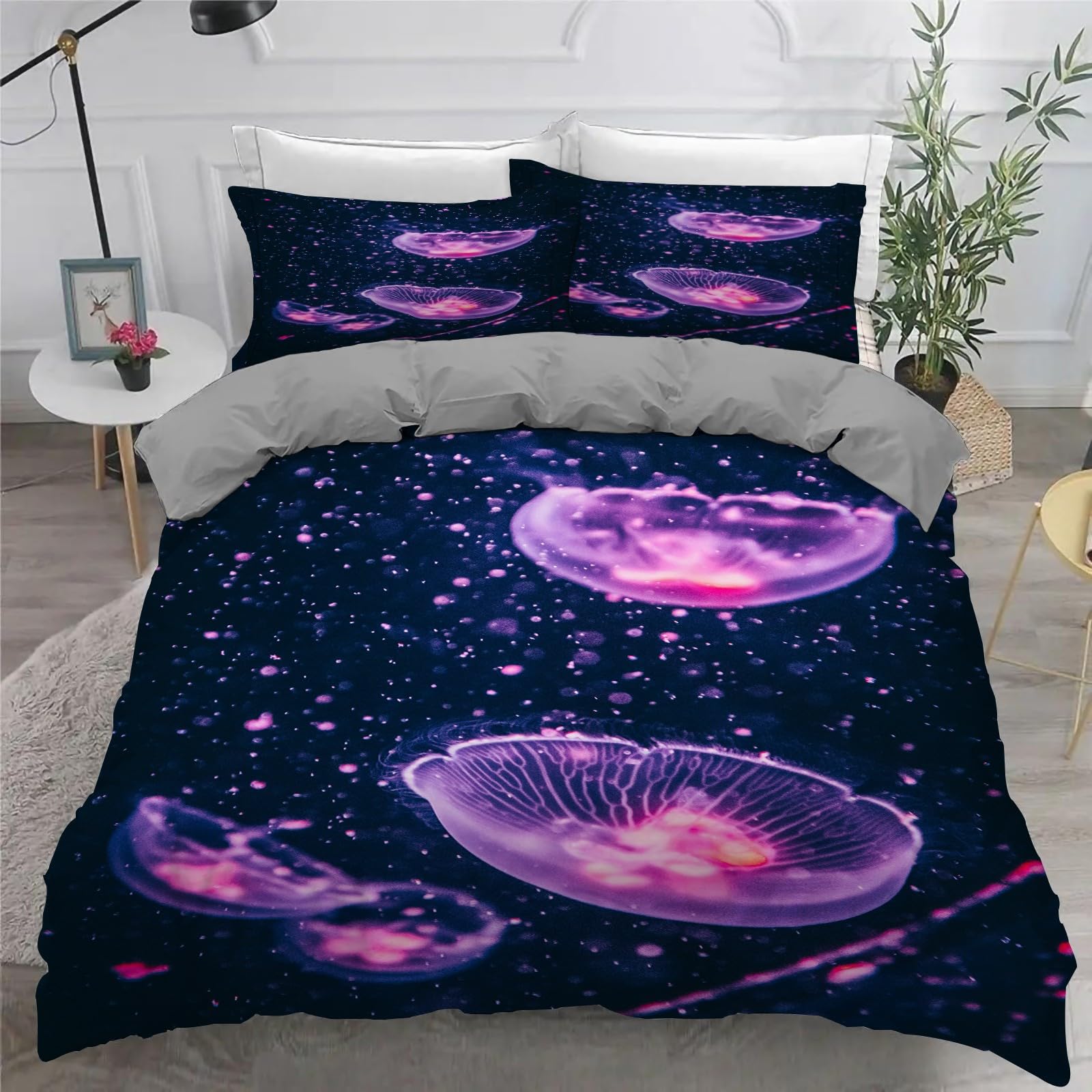 Medusa Zestaw poszewek na kołdrę 3 szt. Różowo-fioletowy brokat na łóżko 150 - poszwa na kołdrę 220x240cm, 2 poszewki na poduszki 50x75cm - miękka i oddychająca mikrofibra
