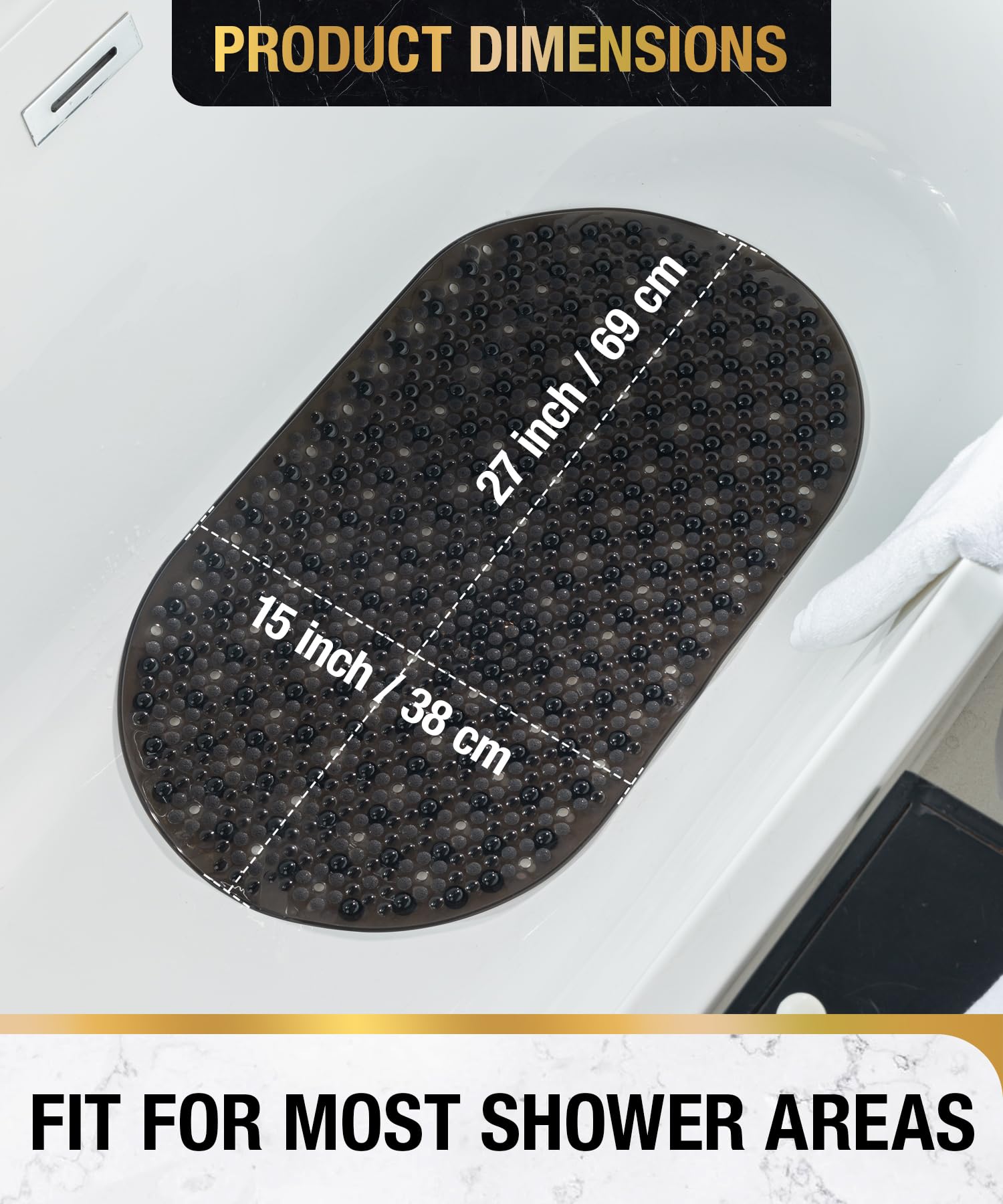 HITSLAM Oval Bath Mat Non Slip Anti Mould - Image 2