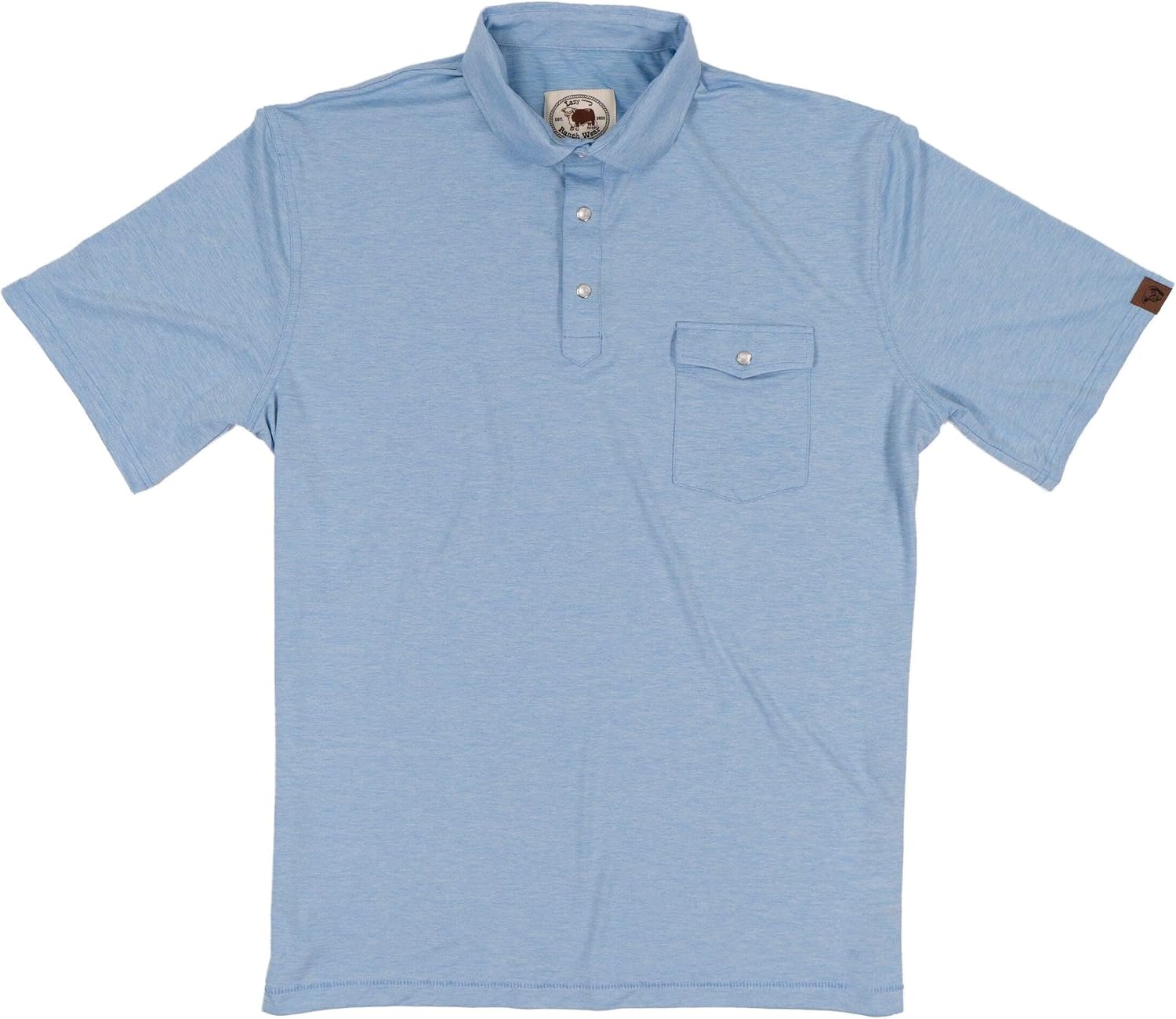Lazy J Ranch Wear Men's Classic Solid Performance Polo Shirt - Pearl Snap Buttons - Golf Shirts for Men, Golf Accessories