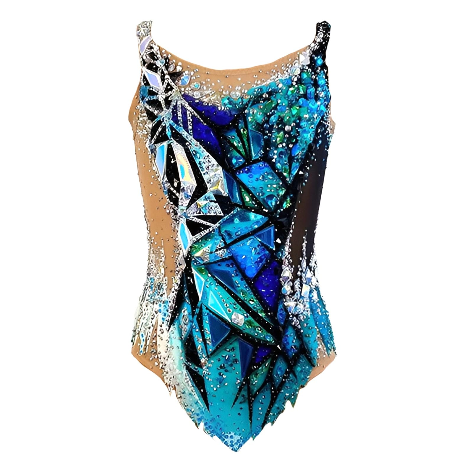 Maillot De Gimnasia Rítmica Sin Mangas For Niñas Con Diamantes De Imitación. Maillot De Gimnasia De Alto Rendimiento.