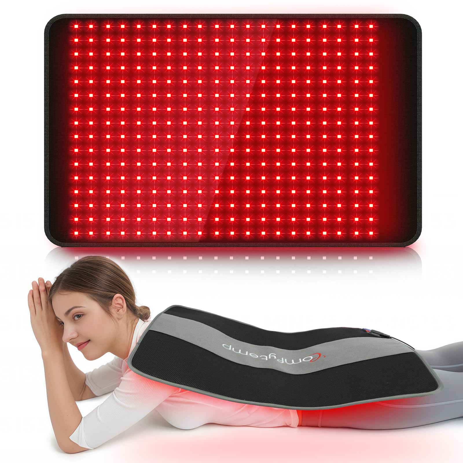 Comfytemp 24'' x 17'' Large Red Light Therapy Pad for Body, 320 LEDs FSA Eligible HSA Near Infrared Light Therapy Pad, 48W Light Wrap for Back Waist Joint Muscle Pain Relief, 660nm & 850nm