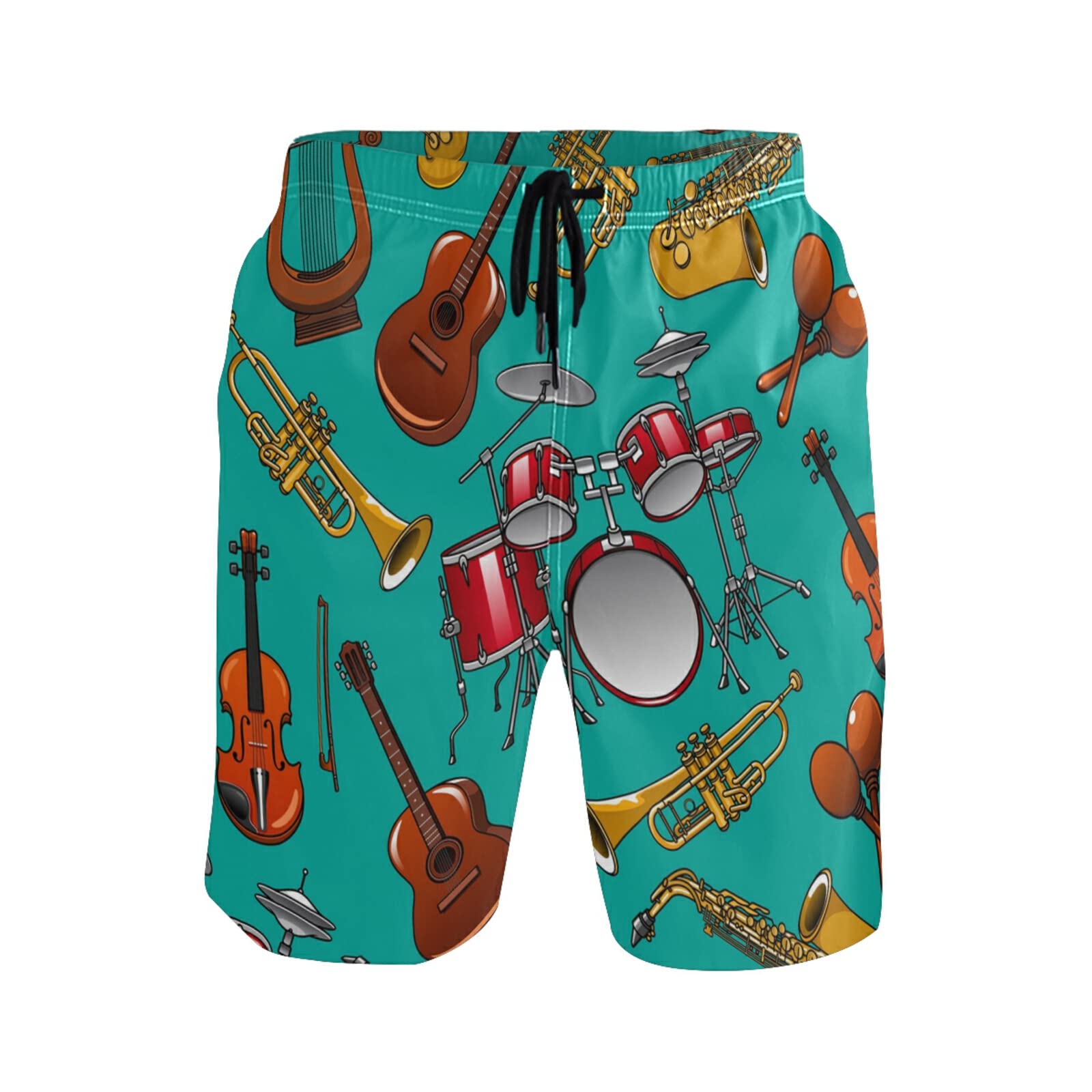 Linomo Men's Swim Shorts Musical Instrument Swimming Trunks Beach Shorts Quick Dry Surfing Board Shorts for Men Multicoloured