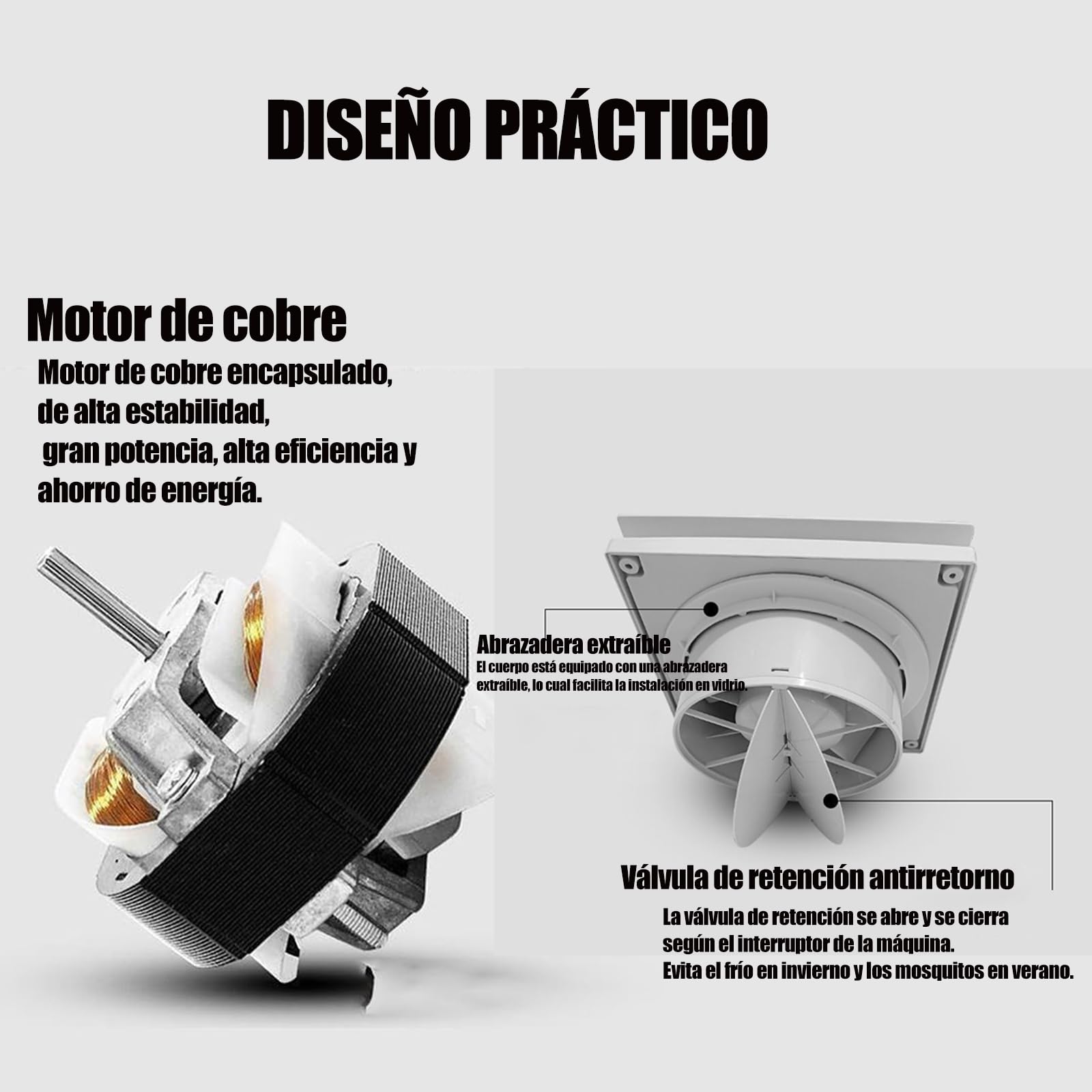 Extractor De Aire，Extractores De Aire De Baño con Válvula Antirretorno Y Mando A Distancia，Ventilador Silencioso De Baño，Ventilador Extractor CocinaWhite,4IN