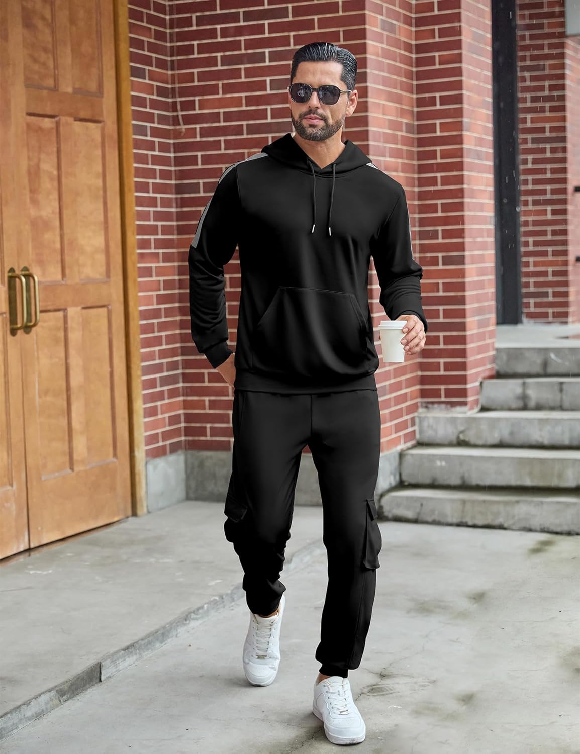 Babioboa Men's Tracksuit 2 Piece Hoodie Sweatsuit Jogging Suit Cargo Pant Set Warm Up Suit Workout Gym Set Fall Outfit - Image 4