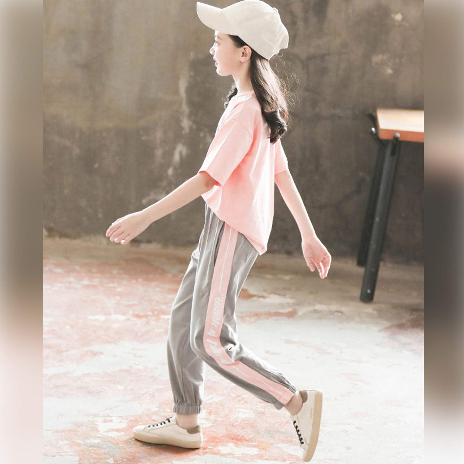 amropi Filles Ensembles Jogging Pantalon et Haut T-Shirt à Manches Courtes Eté Survêtement pour 3-12 Ans