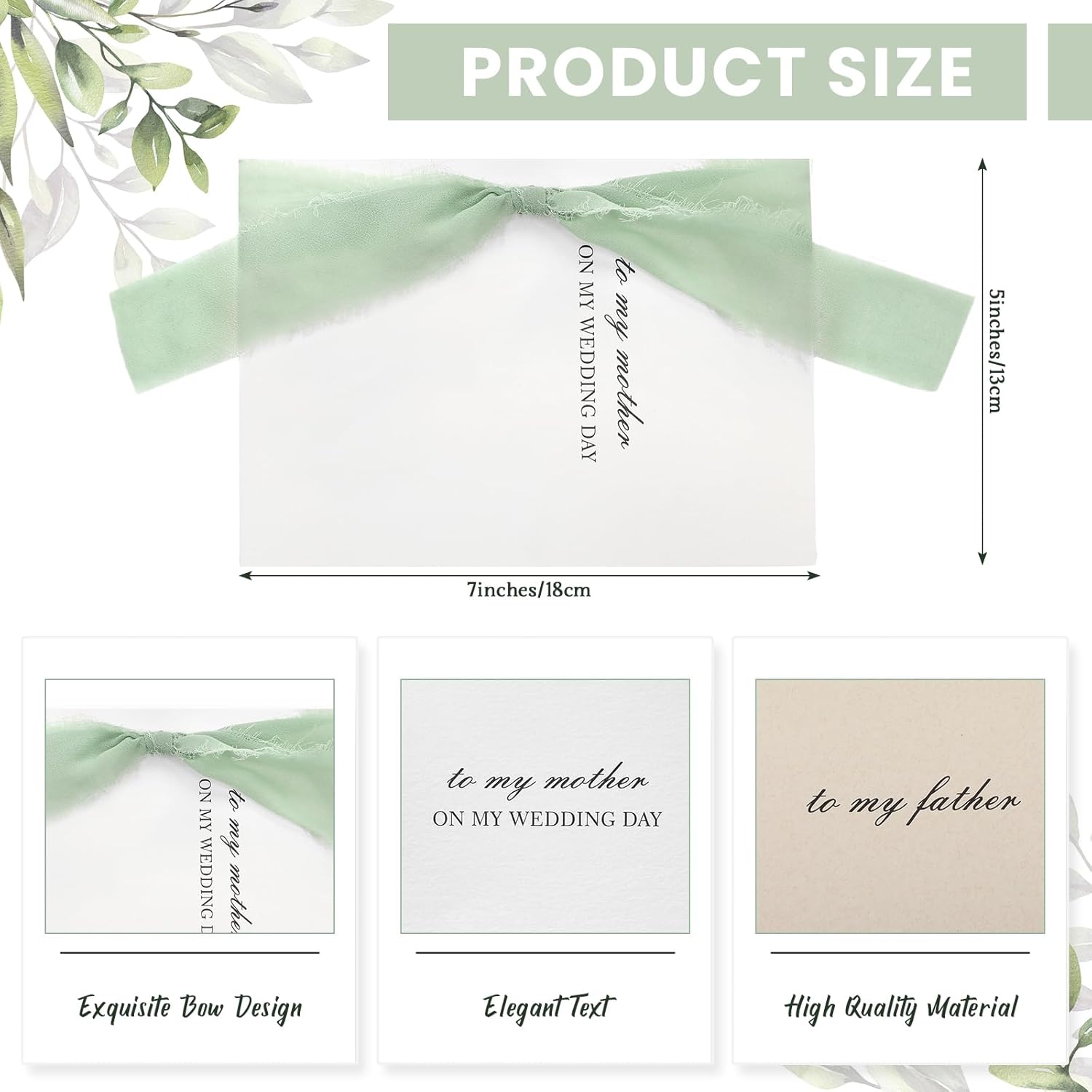 2 Pcs Wedding Day Cards for Mother and Father with Bow Ribbon and Envelopes, 1 to Mother on My Wedding Day Card, 1 to Father on My Wedding Day Card, Parents Gifts of the Bride Groom Gifts - Image 2