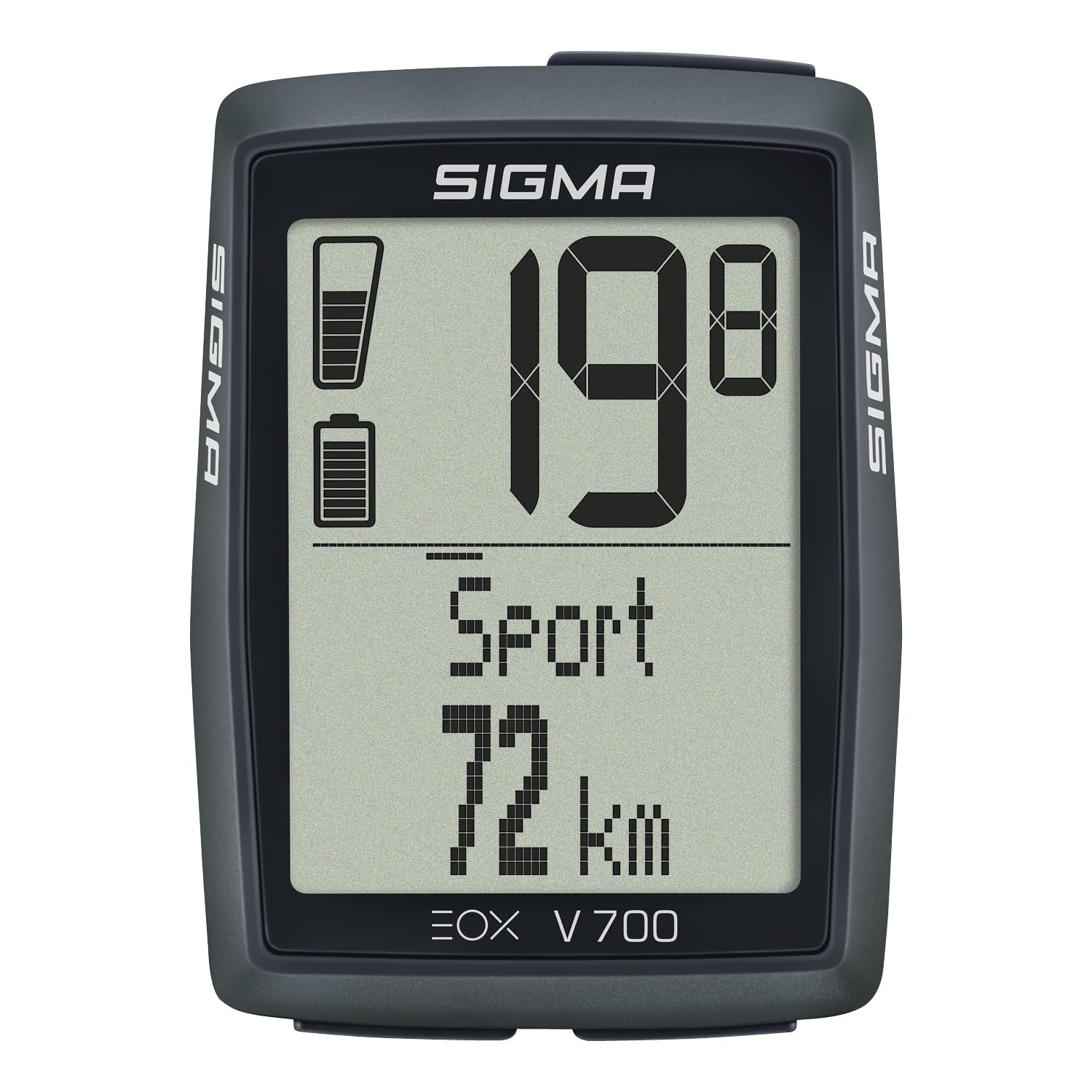 SIGMA EOX View 700 | ciclocomputador para e-Bike Incl. Over CLAMP Butler | ciclocomputador Impermeable para e-Bike | Compatible con la aplicación Gratuita EOX