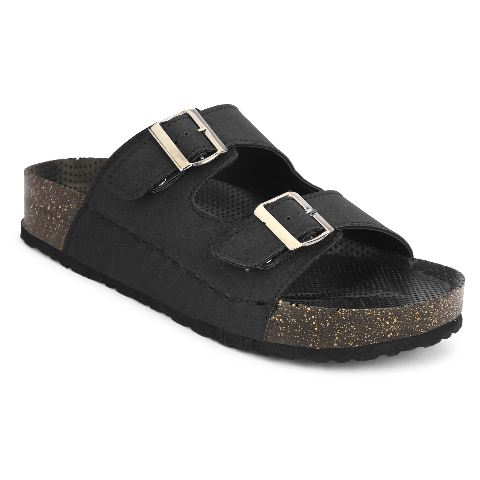 Unisex Double Buckle Comfort Sandals | Adjustable Slip-On Slides | Lightweight Cushioned Footbed | Anti-Slip Casual Everyday Slippers LG_113-image-1