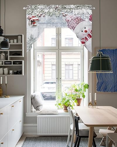 Miniatura 5 de Bonito muñeco de nieve, cenefa de cocina, cenefa con bolsillo para barra, paneles de cortina para dormitorio, sala de estar, baño, cafetería,