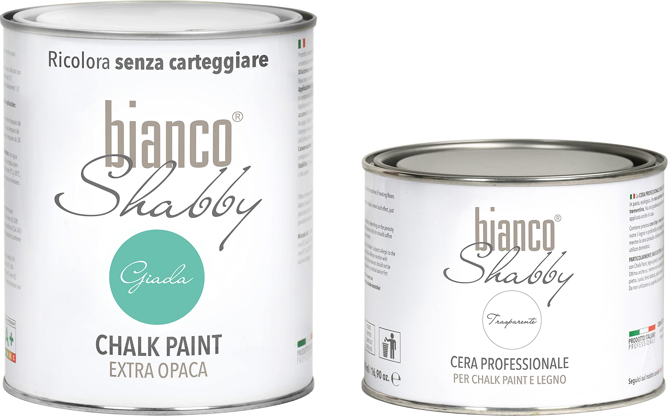 Chalk Paint Jade & Cera Neutra – Pintura Shabby Chic (1 litro) + Cera Profesional (500 ml)