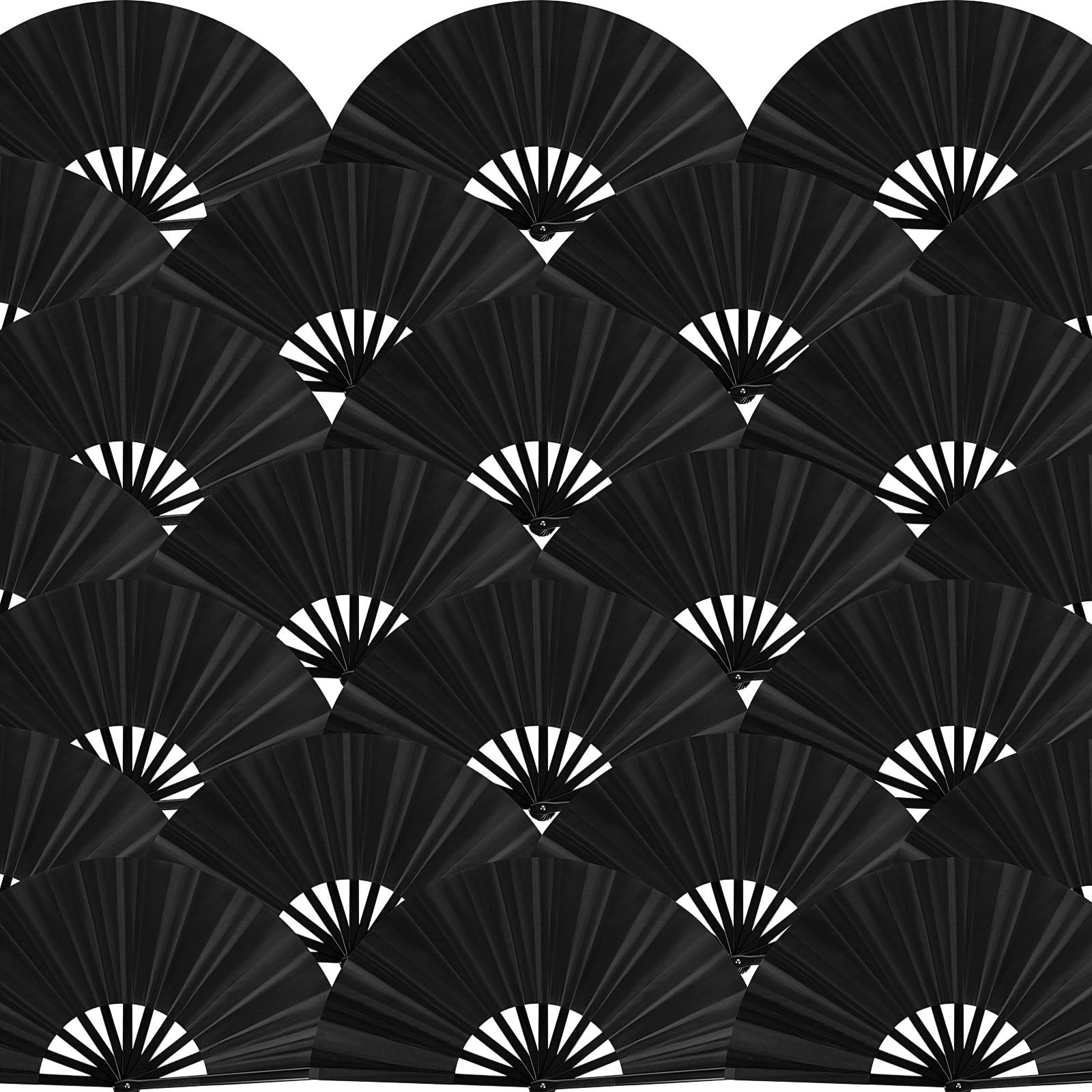 Blulu13 Inch Large Folding Fans for Line Dancing, Black, 24 Pcs