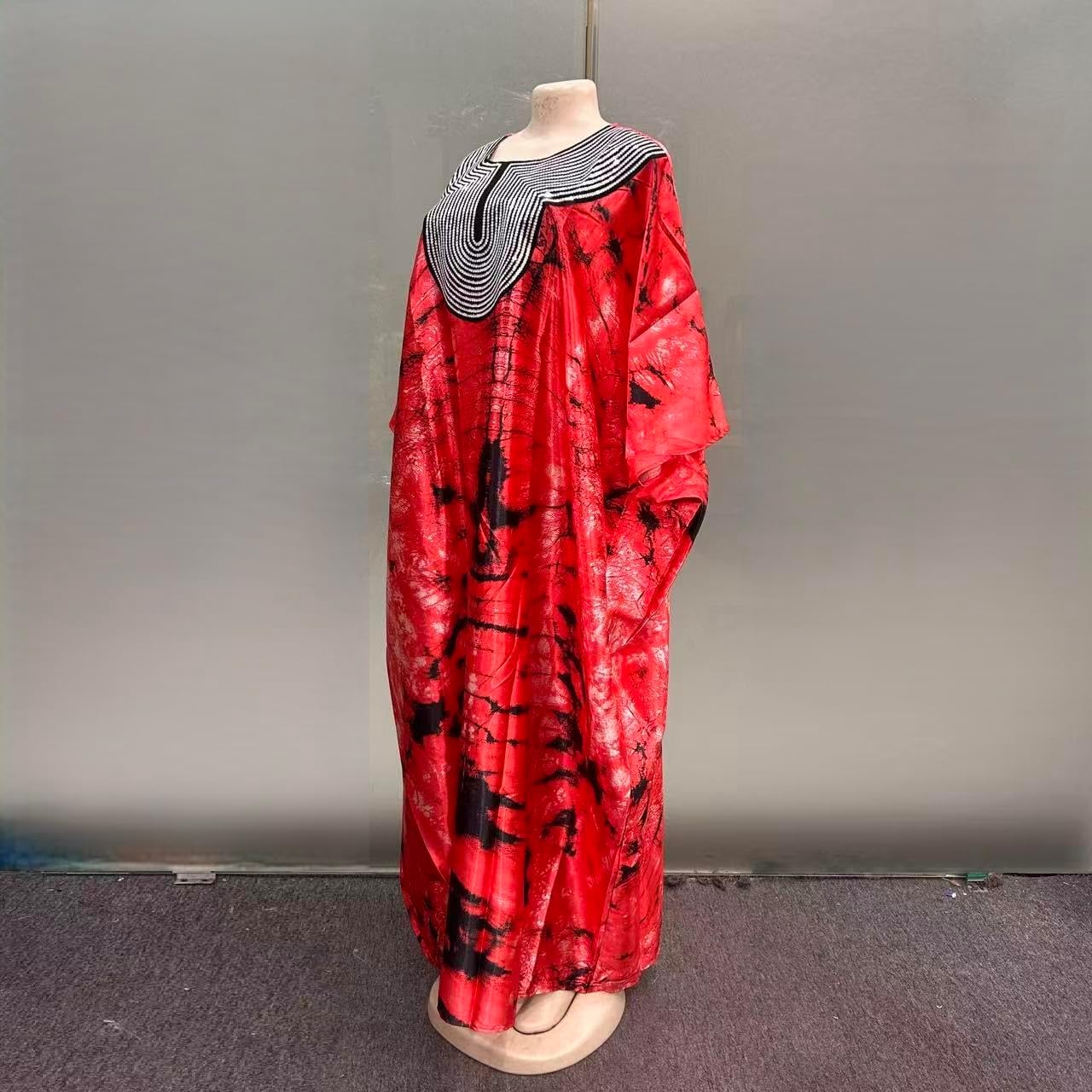 Middle East Sequin Loose Fitting Robe Headscarf African Printed Elegant Women Boubou Dress
