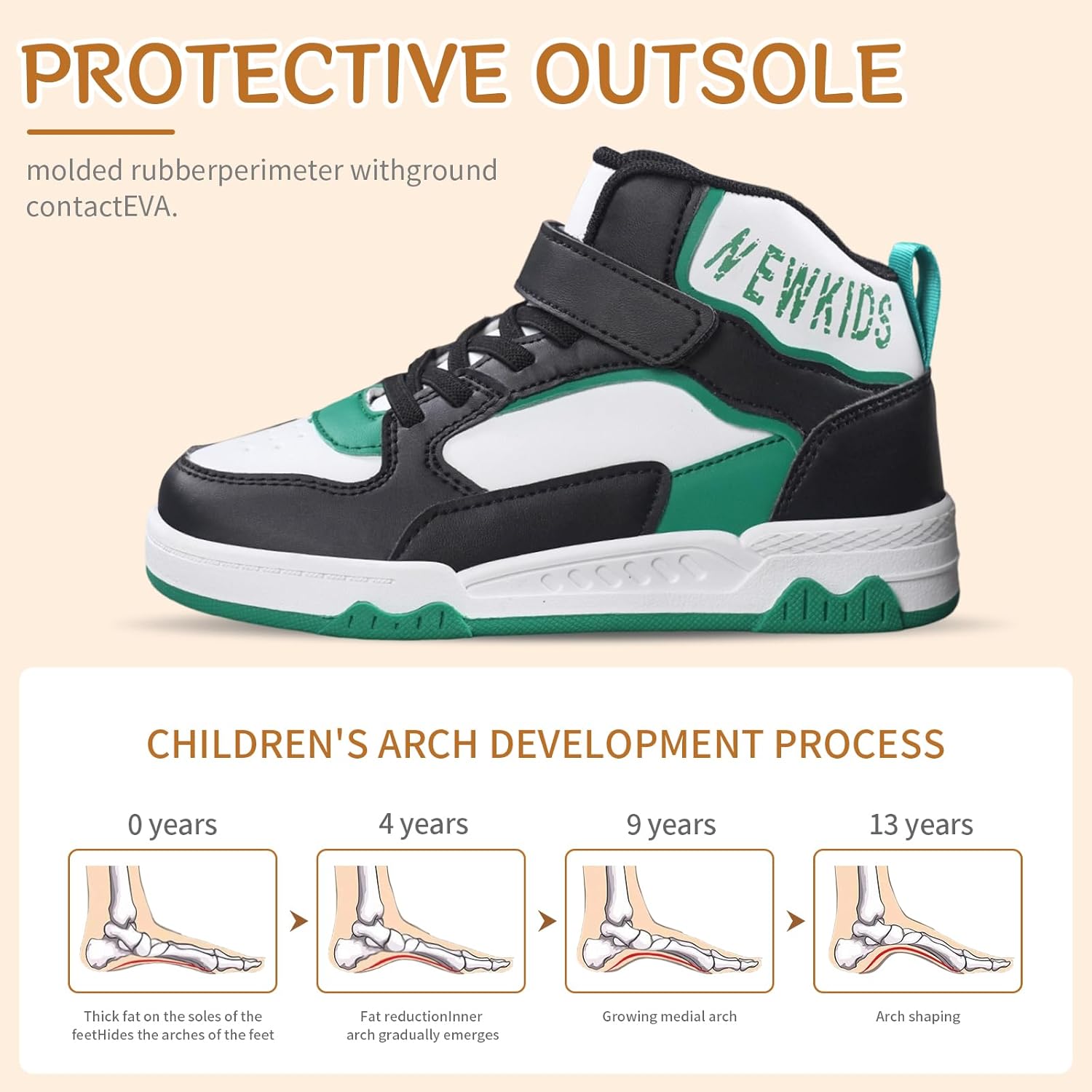 Kids Sneakers for Boys Girls High Top Skate Shoes Unisex-Child Casual Walking Shoes Lightweight Breathable Non-Slip Athletic Shoes - Image 5