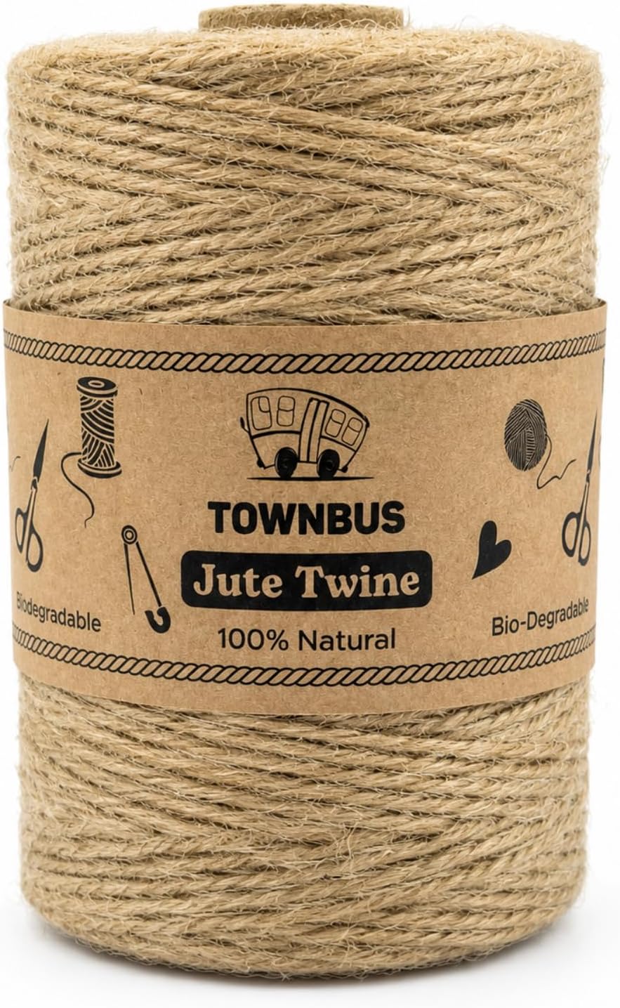 TOWNBUS- 2Ply | 250 Meters | Raw Natural Jute Twine, Arts and Crafts Jute Rope for Packaging, String for Gifts, DIY Crafts, Decoration, Bundling, Bronze | Pack of 1