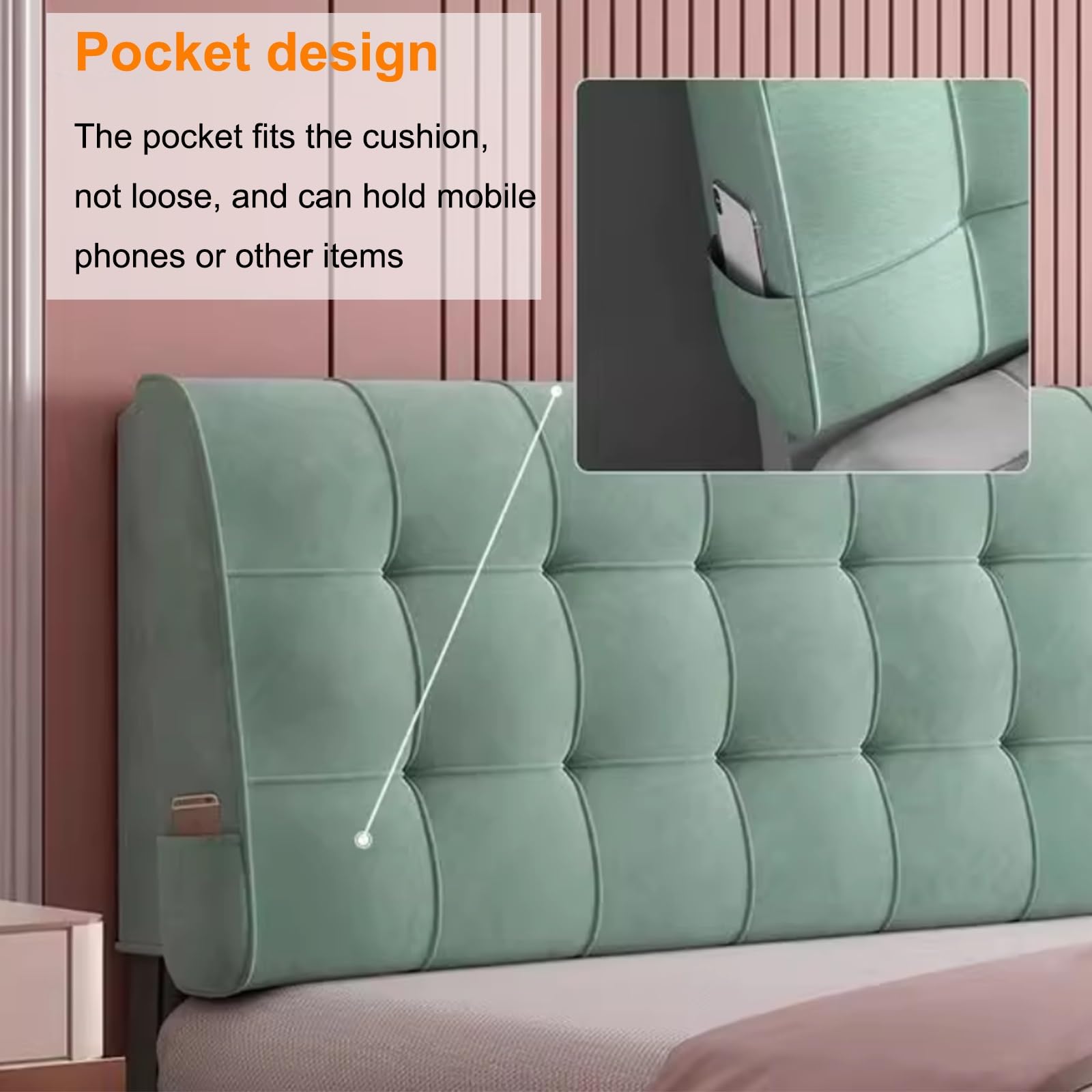 Panneau mural rembourré pour tête de lit, dossier en flanelle avec coussin de soutien lombaire amovible pour grand lit, facile à nettoyer
