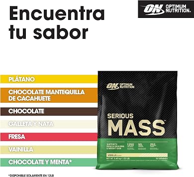 Optimum Nutrition Serious Mass Protein Powder, 12 lbs, 16 Services