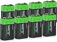 Vista 1 de Enegitech Batería de litio de 9 V, batería de 9 voltios, 1200 mAh, no recargable para detector de humo, alarma de incendios, detector de monóxido