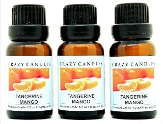Crazy Candles Tangerine Mango 3 Bottles 1/2 FL Oz Each (15ml) Premium Grade Scented Fragrance Oil