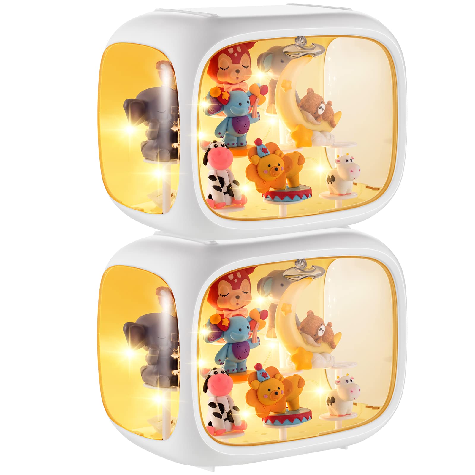 2 Pcs Display Case for Figures Display Box for Collectibles Action Figure Display Case with Door Acrylic Organizer with Light Adjustable Collectibles Box for Toys