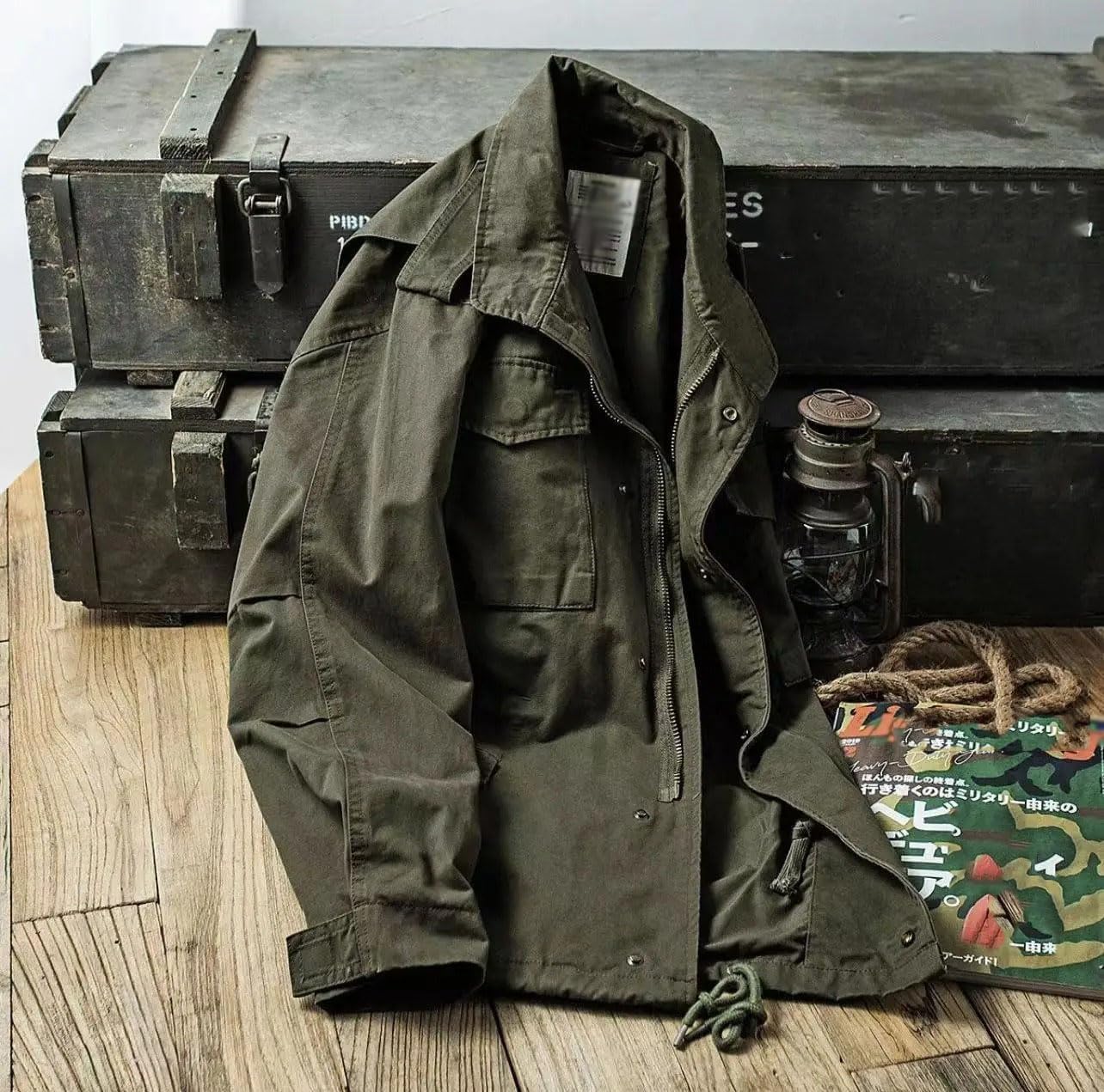Multi-Pocket Cargo Jackets for Men Windbreaker Vintage Casual Solid Coat