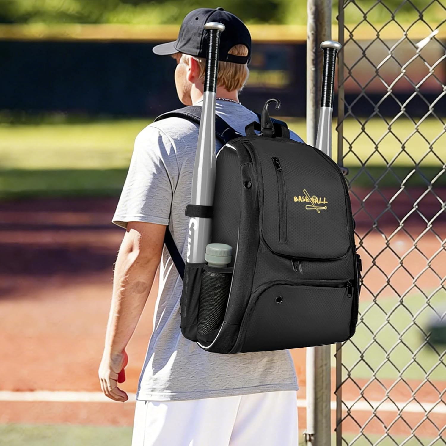 Mosthink Youth Baseball Bag, Lightweight Softball Bag with Shoes Compartment, Baseball Backpack with Fence Hook for TBall Bat & Equipment