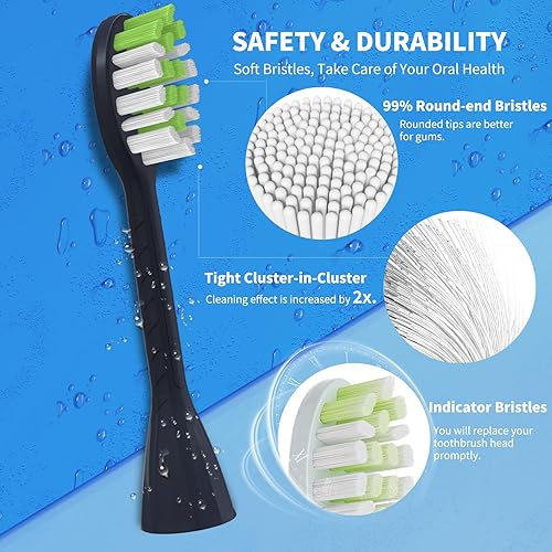 Miniatura 10 de Cabezales de repuesto para cepillos de dientes compatibles con Philips One Series Sonicare BH102208, paquete de 10 cabezales de repuesto, cerdas