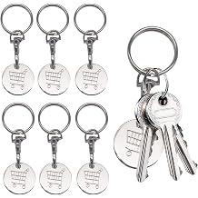 LIYANHU Trolley Tokens, 6 Pcs Trolley Keyring Shopping with Metal Clips and Rings Lobster Keyrings for Supermarket