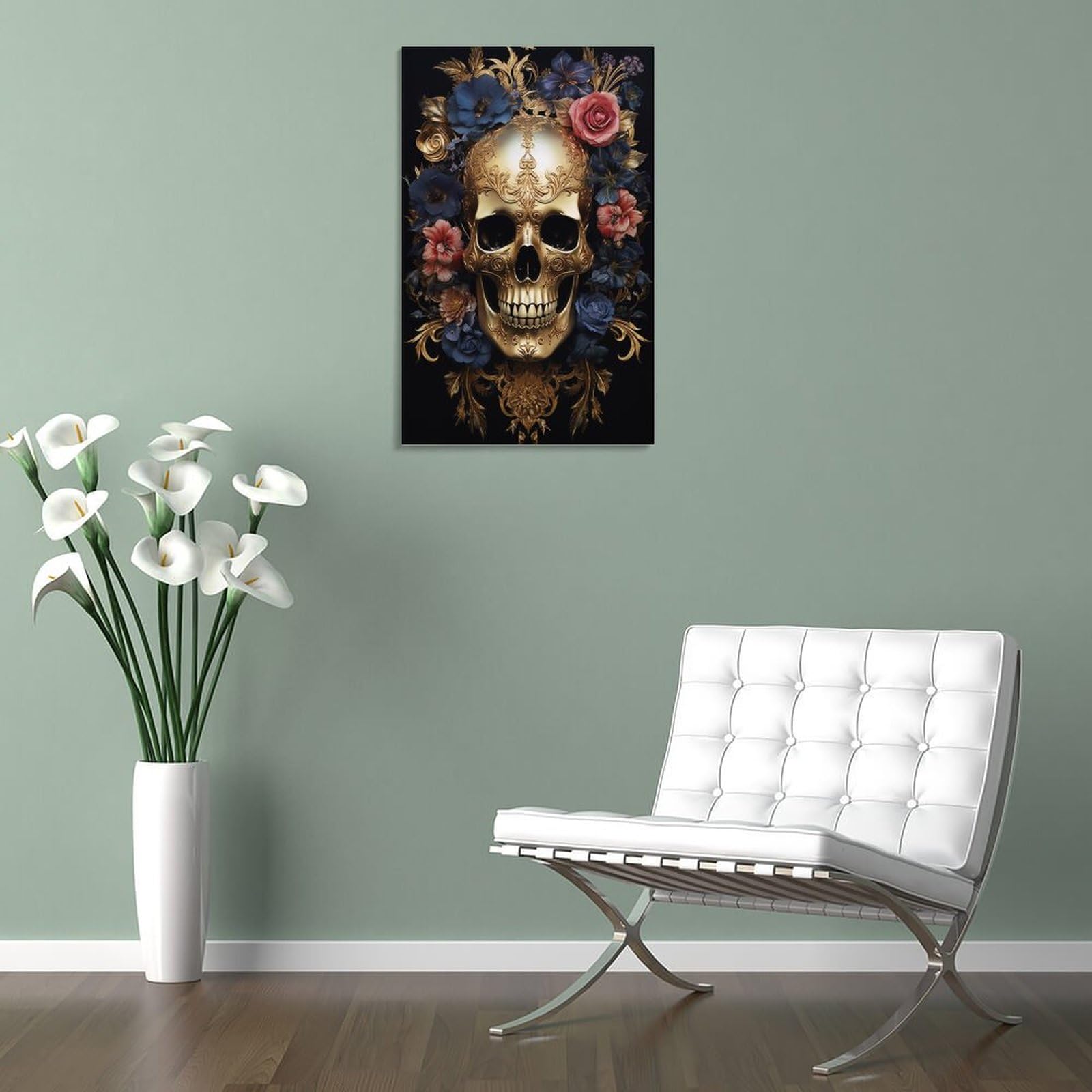 Whaline Halloween-Deko Poster Set – 10 Pinke Gothic-Motive Mit Totenkopf & Geisterblumen Für Wohnzimmer, Party & Büro