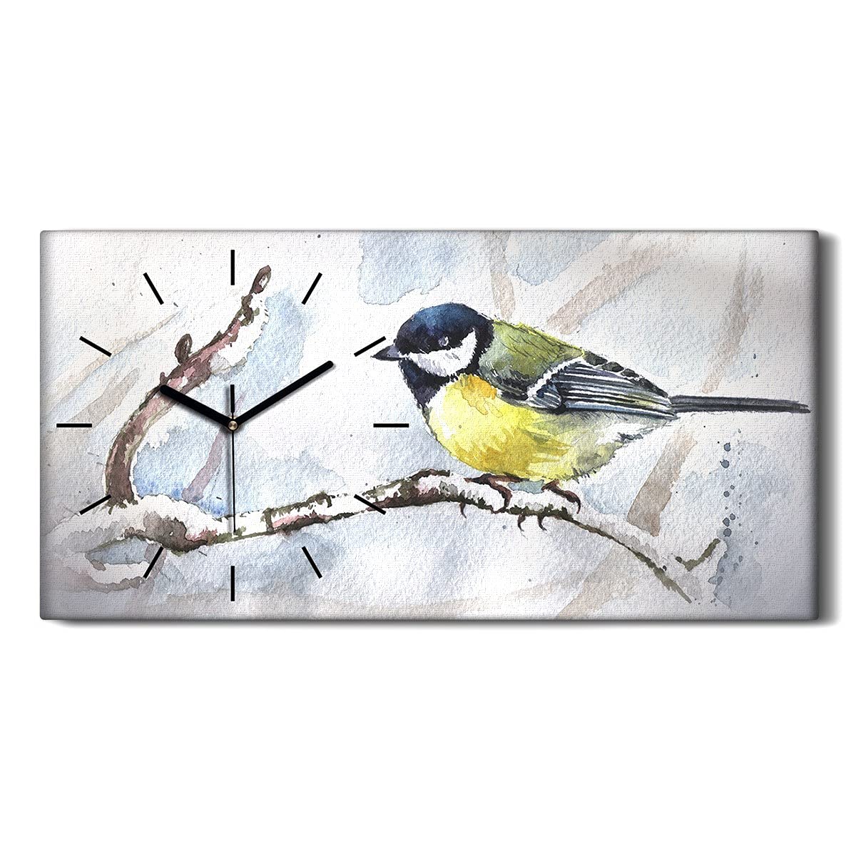 Horloge sur toile oiseau et nature pour infuser la sérénité de l'hiver chez vous