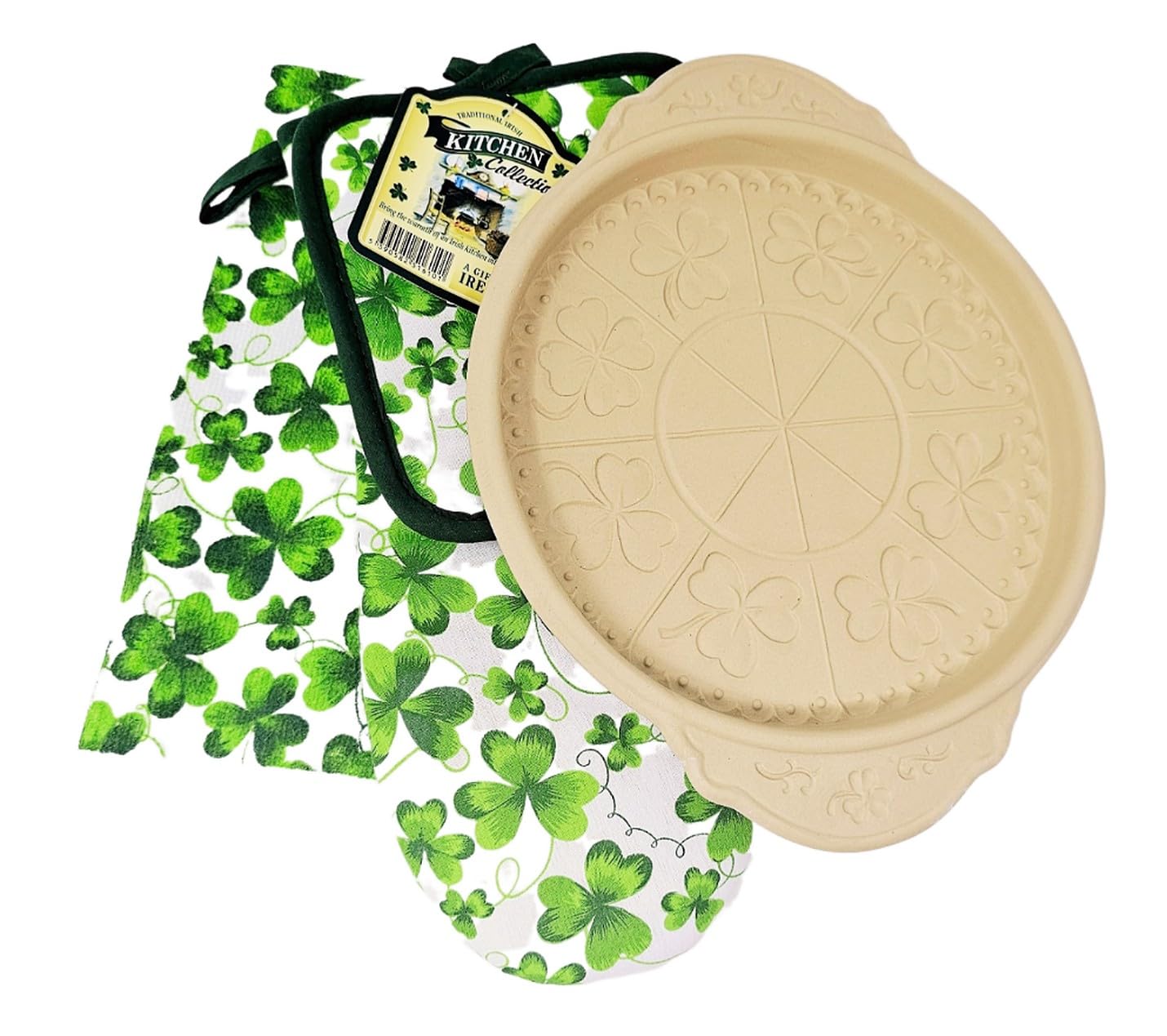 Juego de utensilios de cocina de cerámica con diseño de trébol y paño de cocina de algodón, para horno, guantes, utensilios de cocina, regalo de inauguración de la casa