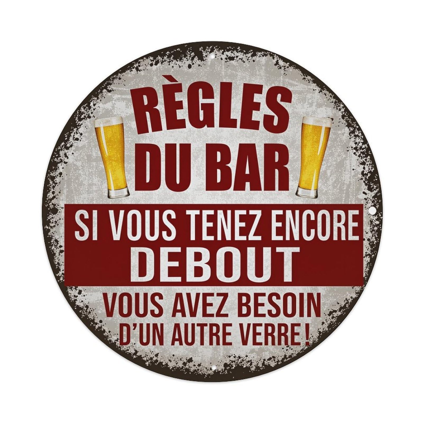 Bar Rules (If You're Still Standing, You Need Another Drink) Round Tin Sign Vintage Metal Poster, Home Bar Garage Man Cave Cafe Indoor & Outdoor Wall Decoration 8x8Inches
