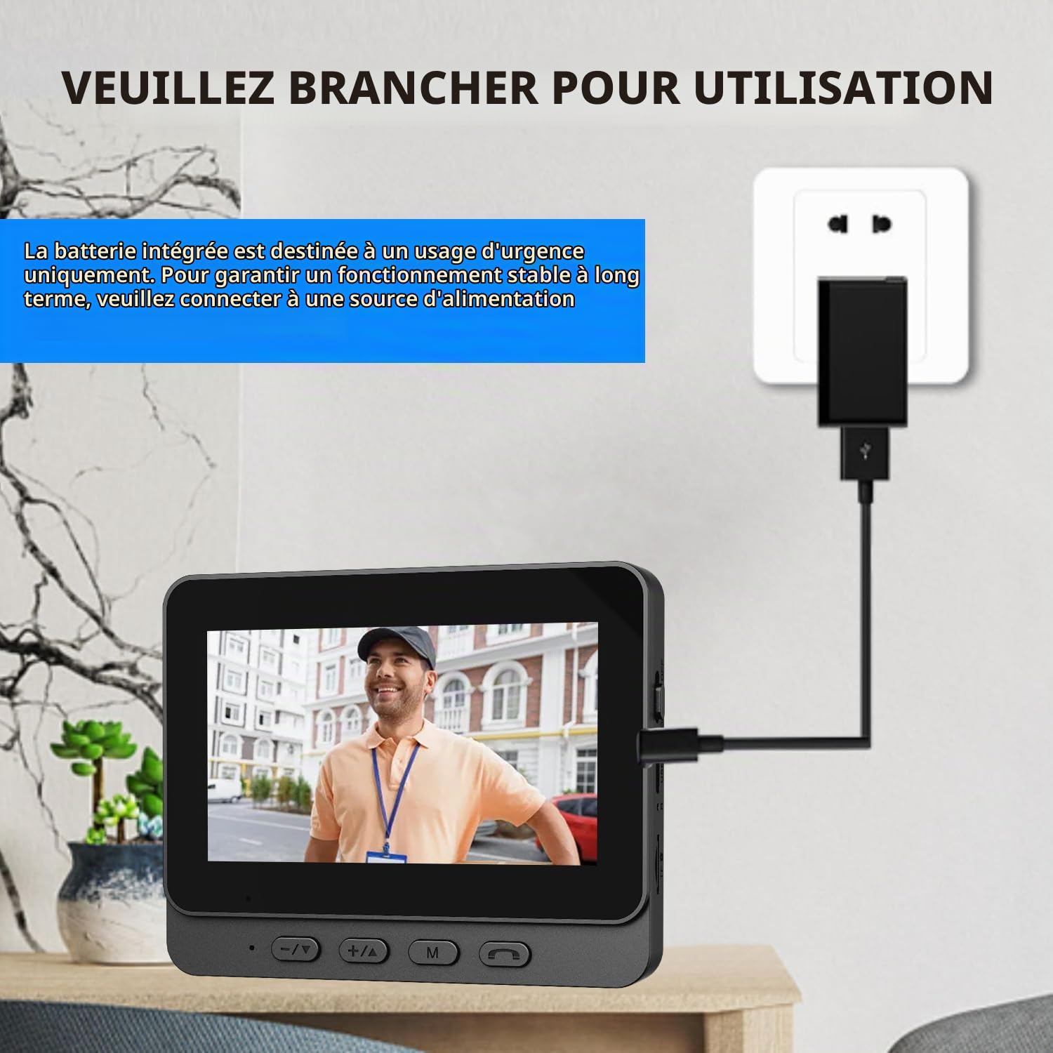 KEPEAK Caméra de sonnette vidéo sans fil avec moniteur, étanche IP66, grand écran de 4,3", vision 120°, batterie 1000 mAh, audio bidirectionnel, vision nocturne, aucune application/WLAN nécessaire