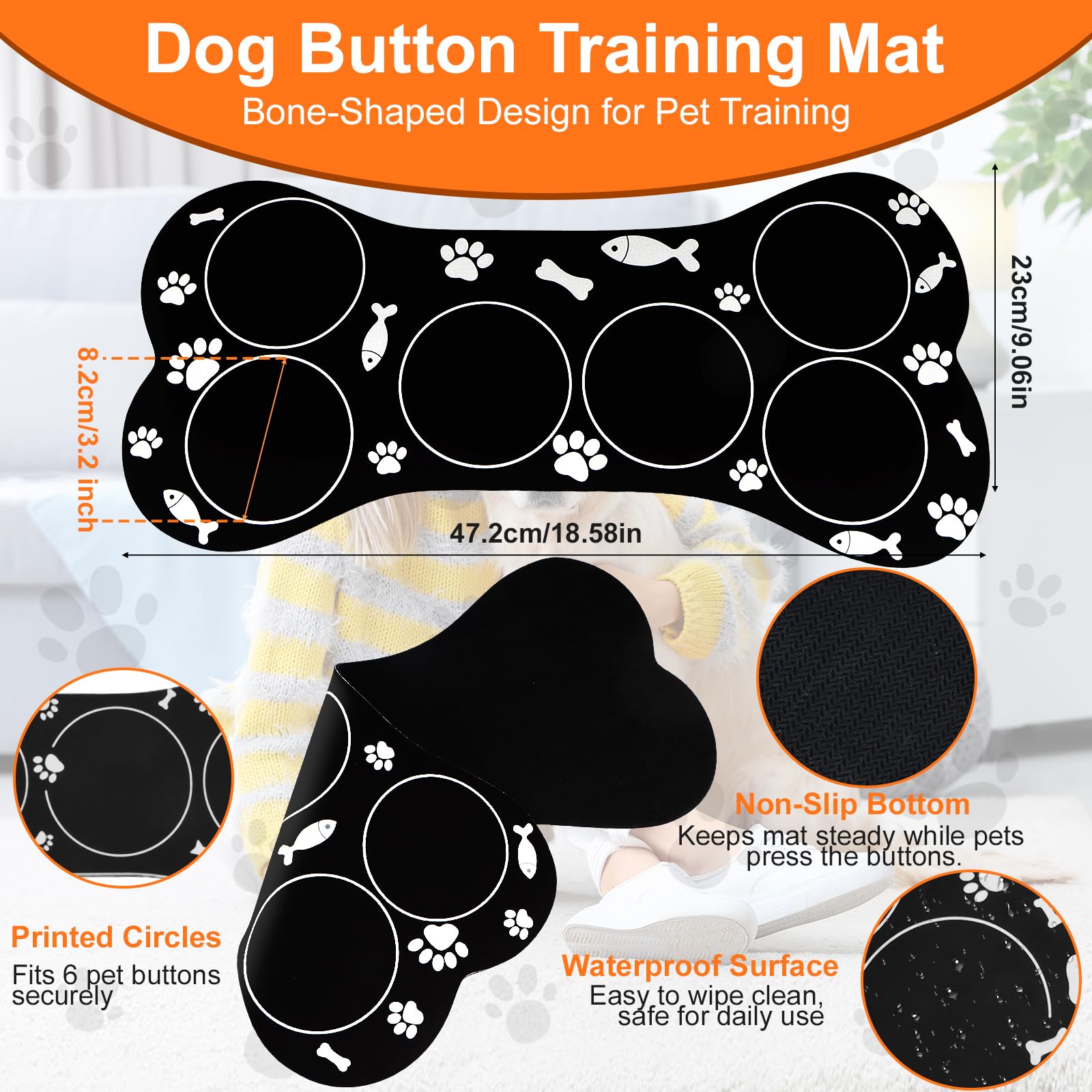 Botones de conversación para perros para comunicación, botones de voz grabables de 30 segundos con base antideslizante, zumbadores de entrenamiento de mascotas para perros y gatos, baterías no