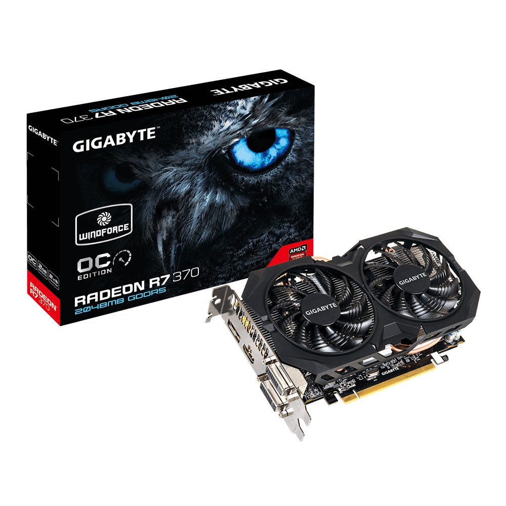 Gigabyte AMD R7 370 256 Bit GDDR5 2GB 2xDVI/HDMI/DP Overclocked Graphics  Card GV-R737WF2OC-2GD