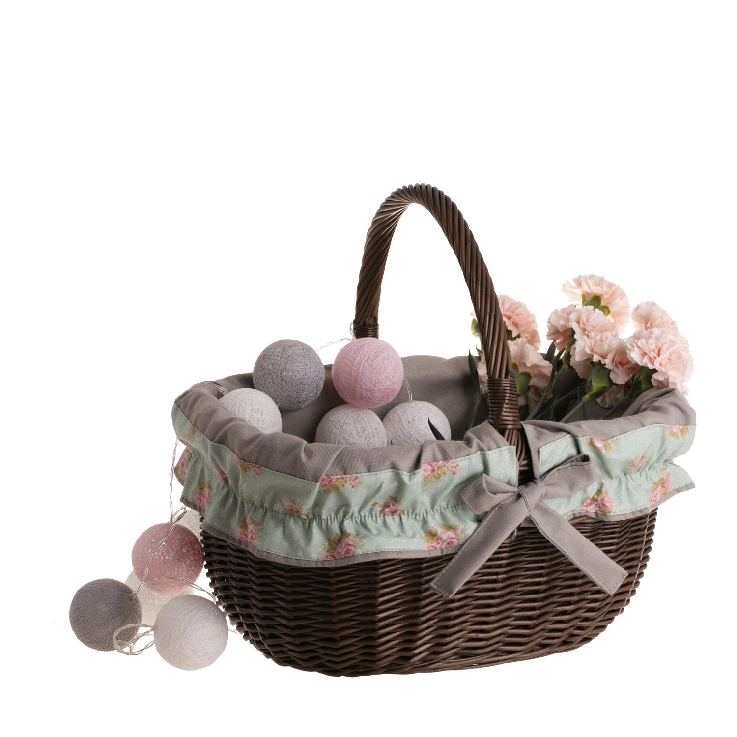 Sara Cestino Ovale In Vimini Bicolore Con Manico 43,5 X 36 H 25 | Leroy Merlin