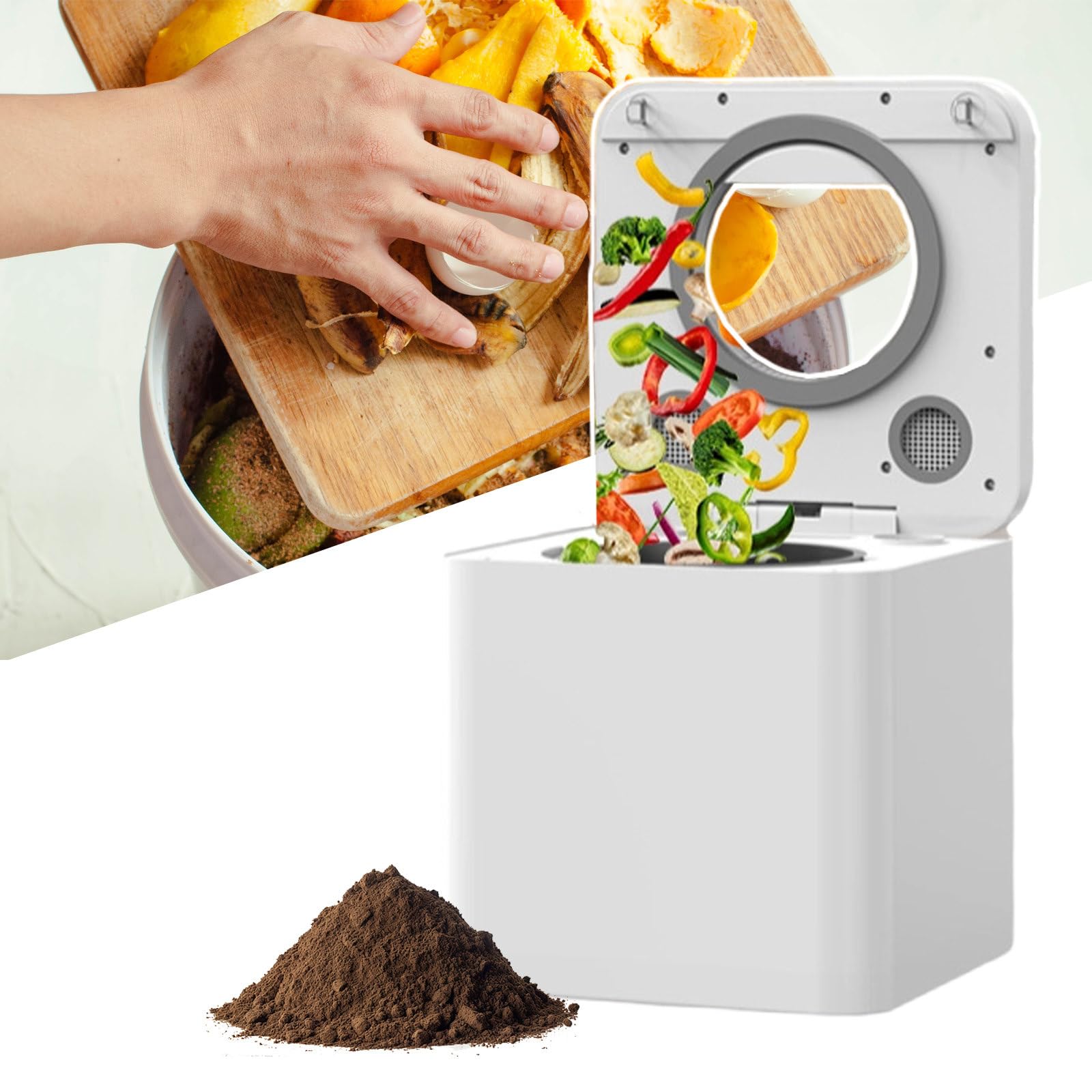 Compostatore Elettrico da Cucina con Coperchio Visivo, capacità da 3,3 L, Lama A Doppio Strato, Trasforma I Rifiuti Alimentari E Gli Scarti in Fertilizzante Secco,220V