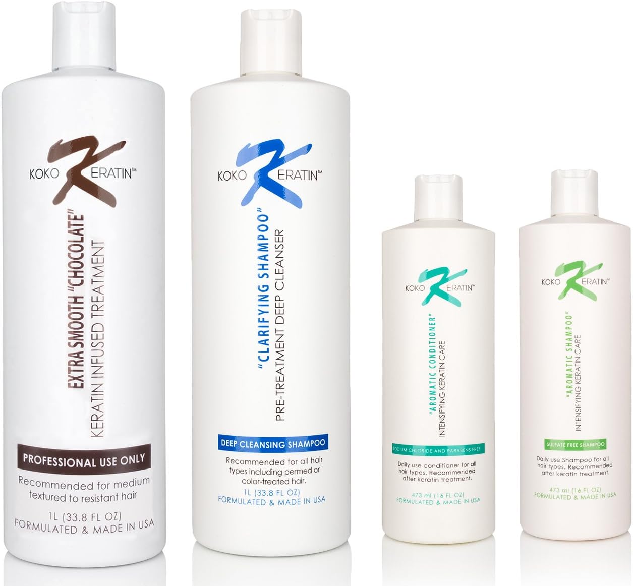 Brazilian Keratin Treatment Package, 33.oz smooth chocolate straightening & protecting, 4 pack