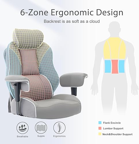 Miniatura 6 de DJWang Silla de oficina grande y alta con reposapiés, silla de oficina ejecutiva de respaldo alto, sillas ergonómicas con soporte lumbar, sillas