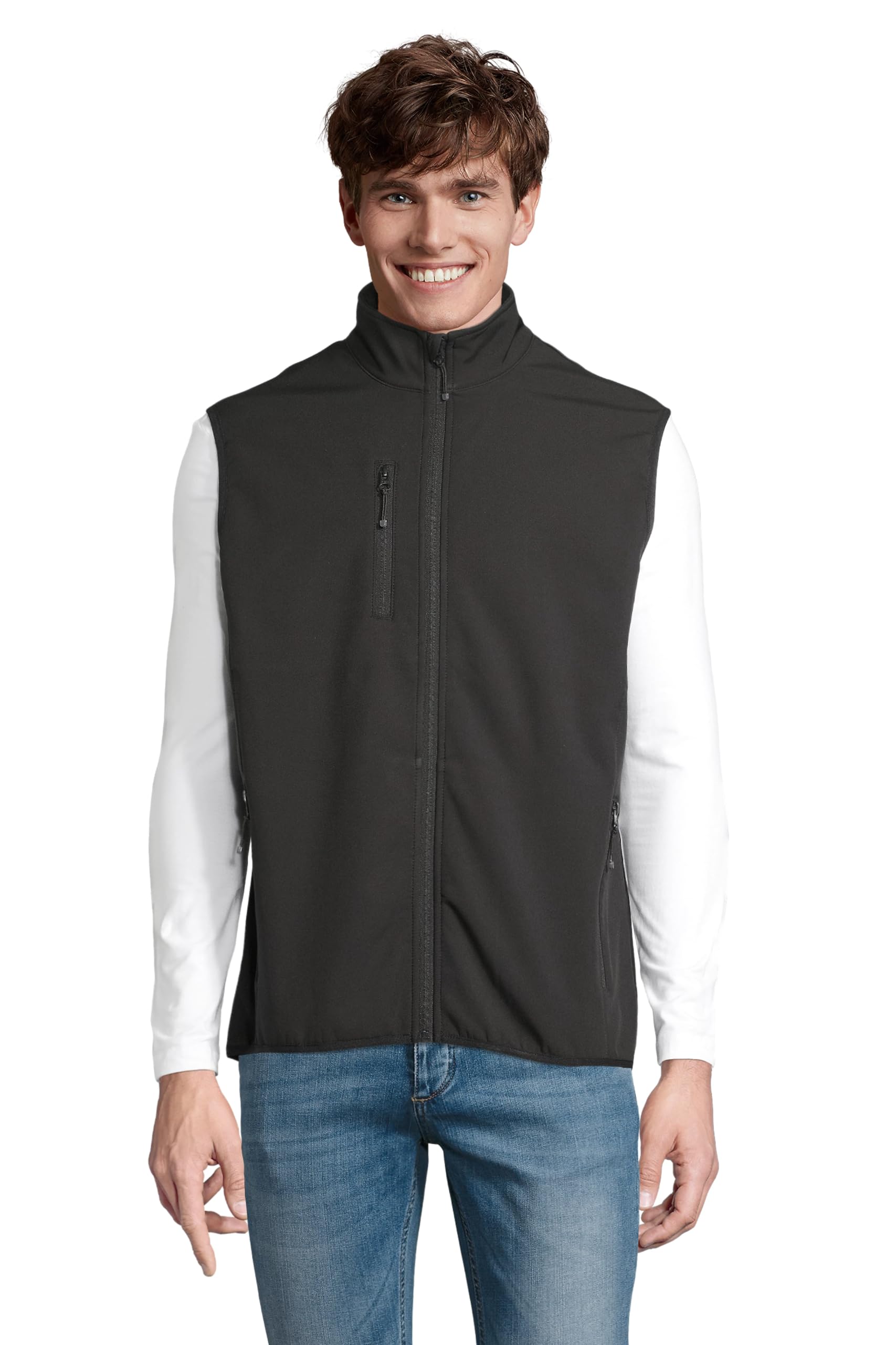 Gilet da Lavoro Softshell 270 gr ACTIVE GEAR Personalizzabile con Stampa e Ricamo – 96% Poliestere 4% Elastan – Zip Frontale – Multitasche – Uomo Donna