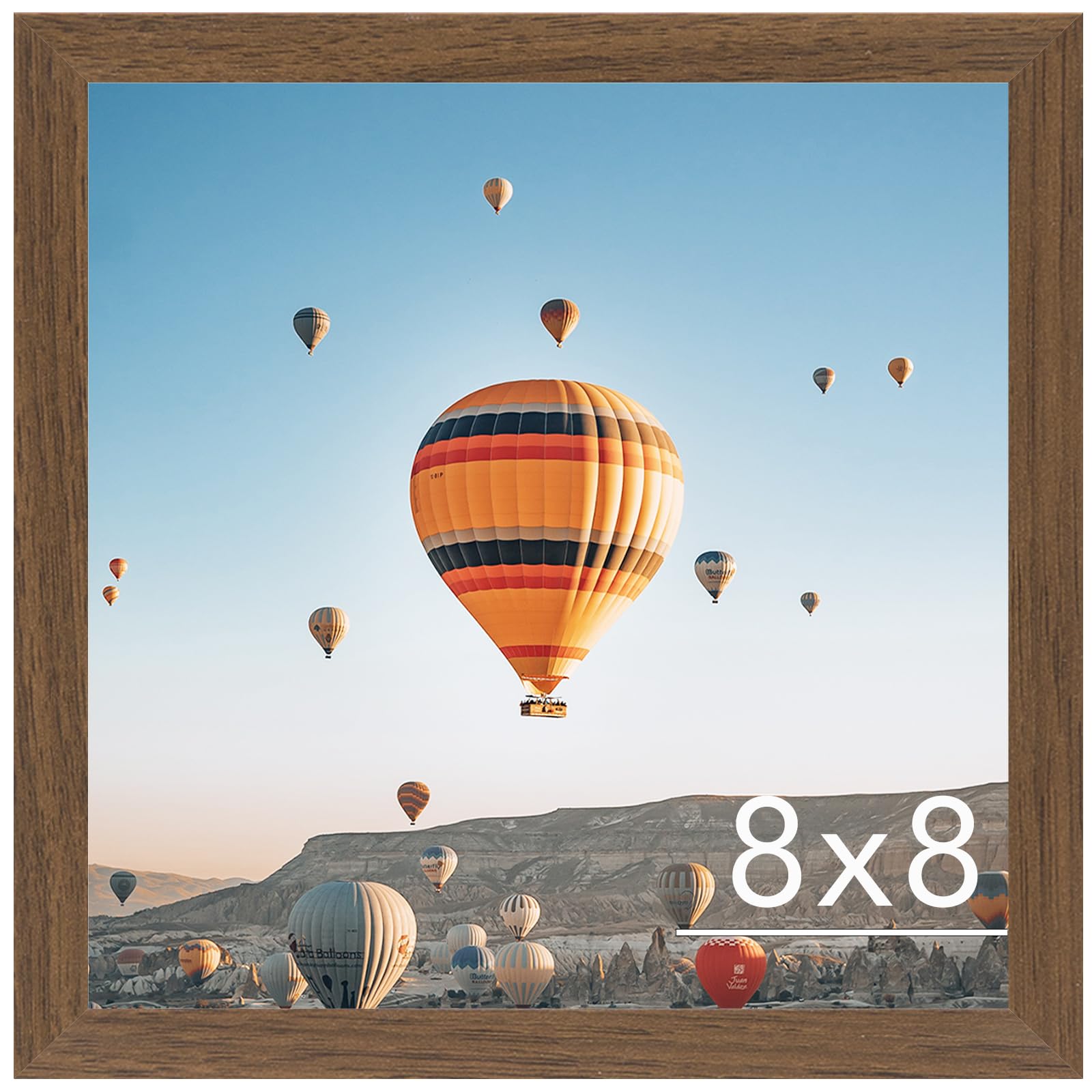 JCJMY 8x8 Picture Frame Brown for Wall Hanging or Tabletop, Wall Mounting Horizontally or Vertically, 8 x 8 Square Wall Gallery Poster Photo Frame with Shatter Resistant Plexiglass, Brown