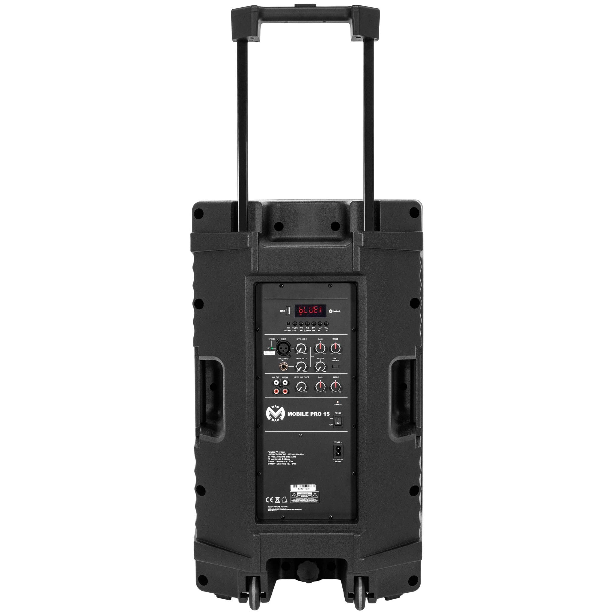 Mobile Pro 15 Akku PA-System 600W 15 Zoll Aktivlautsprecher Bluetooth Partybox mobiles Soundsystem PA-Anlage mit Rollen USB Mikrofon