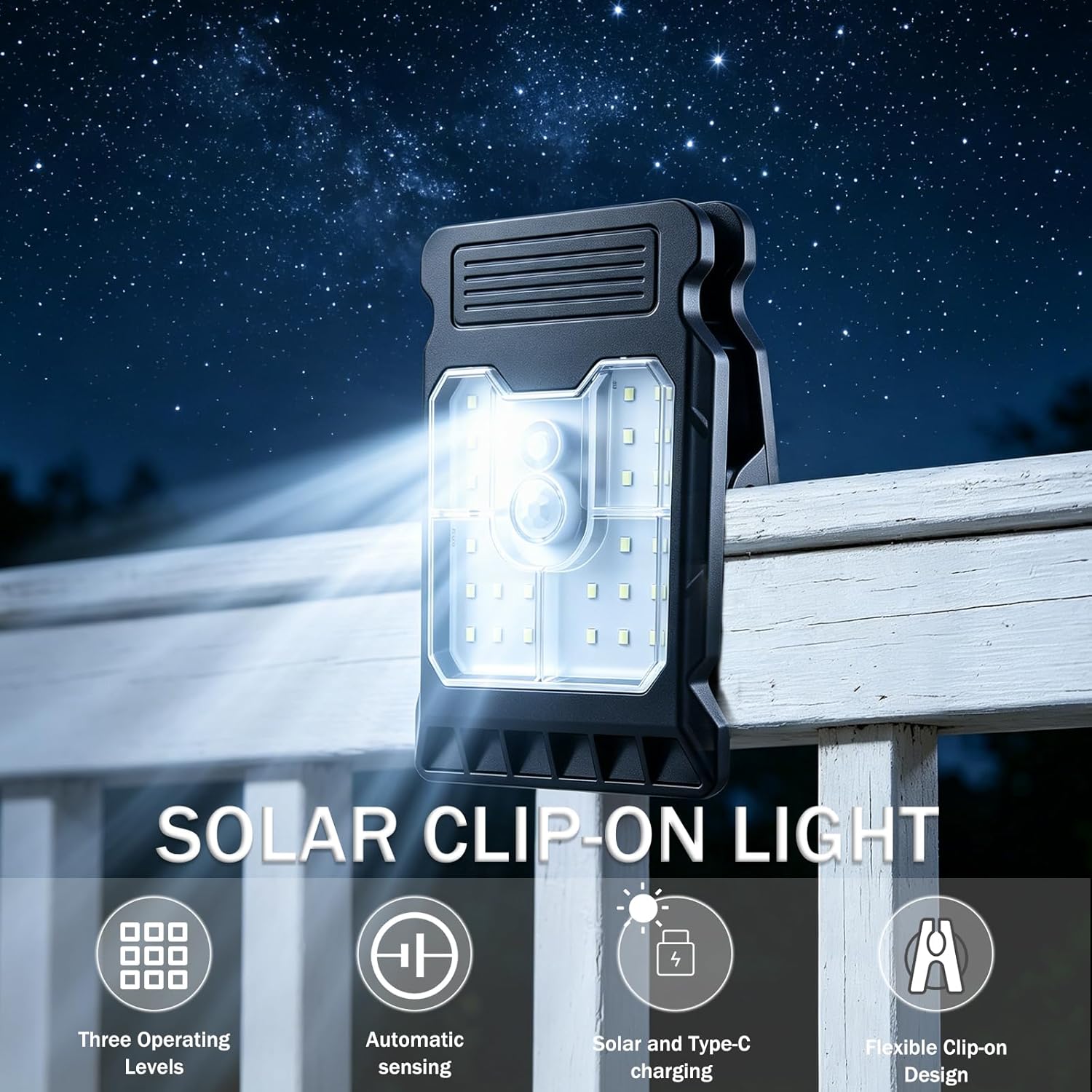 4PCS Solar Clip Light with Motion Sensor,Portable LED Clip Light Waterproof,Outdoor Solar Clip Light 3 Modes,Adjustable Clip On LED Light for Camping,Wall, Garage, Patio Umbrella